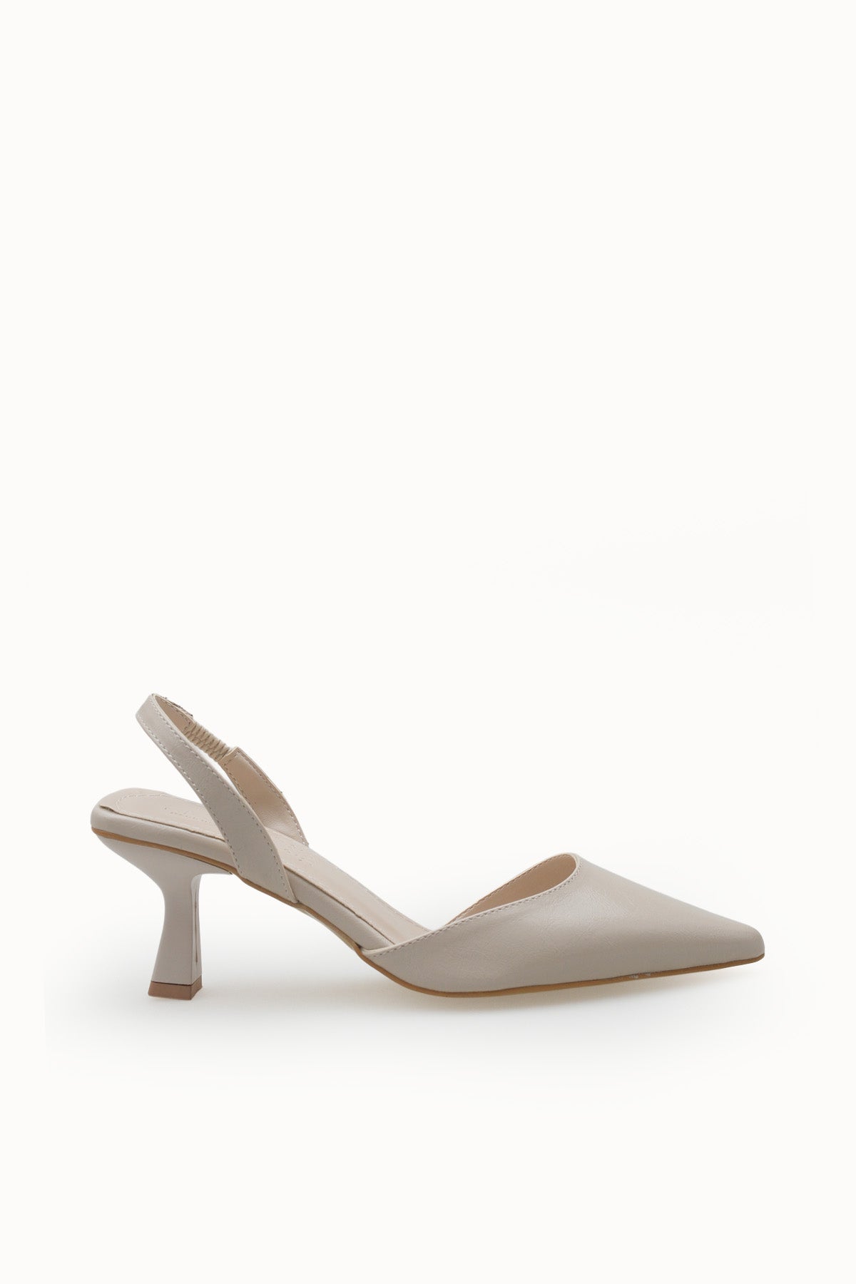 Riccon Kadın Sivri Burunlu Arkası Açık İnce Topuklu Ayakkabı 001206 Ten Rustik