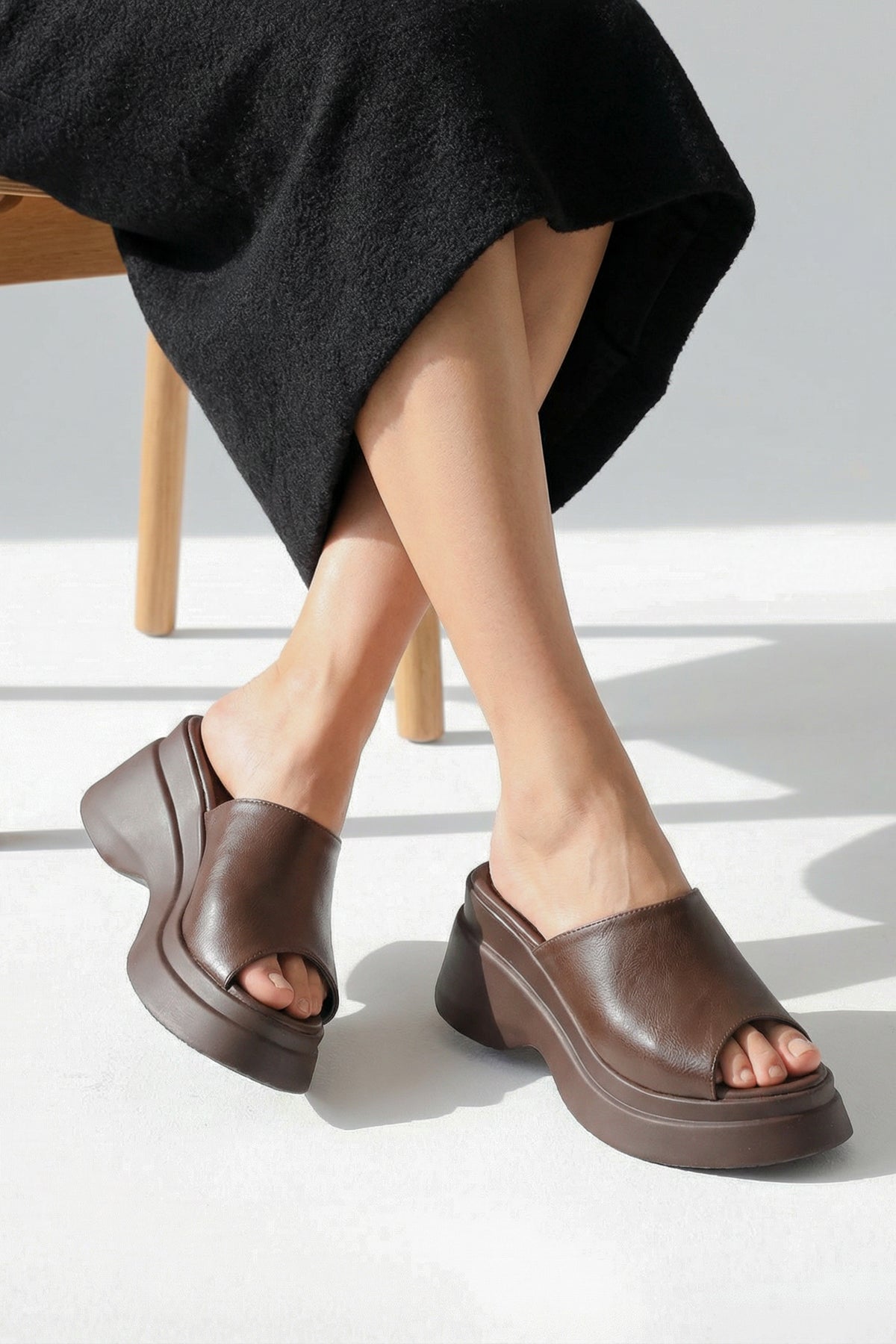 Riccon Kadın Terlik 0012905 Kahverengi