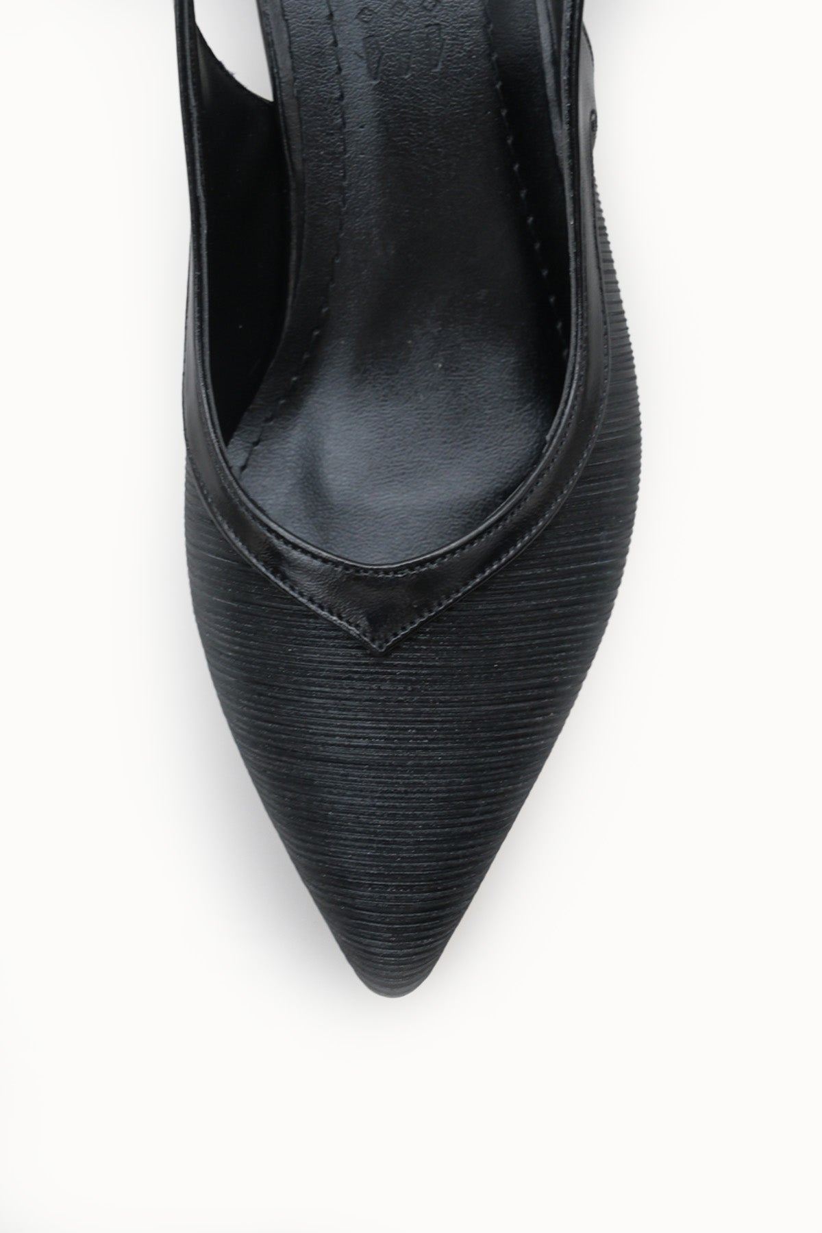 Riccon Kadın Sivri Burunlu Arkası Açık Topuklu Ayakkabı 0012453 Siyah Dokulu