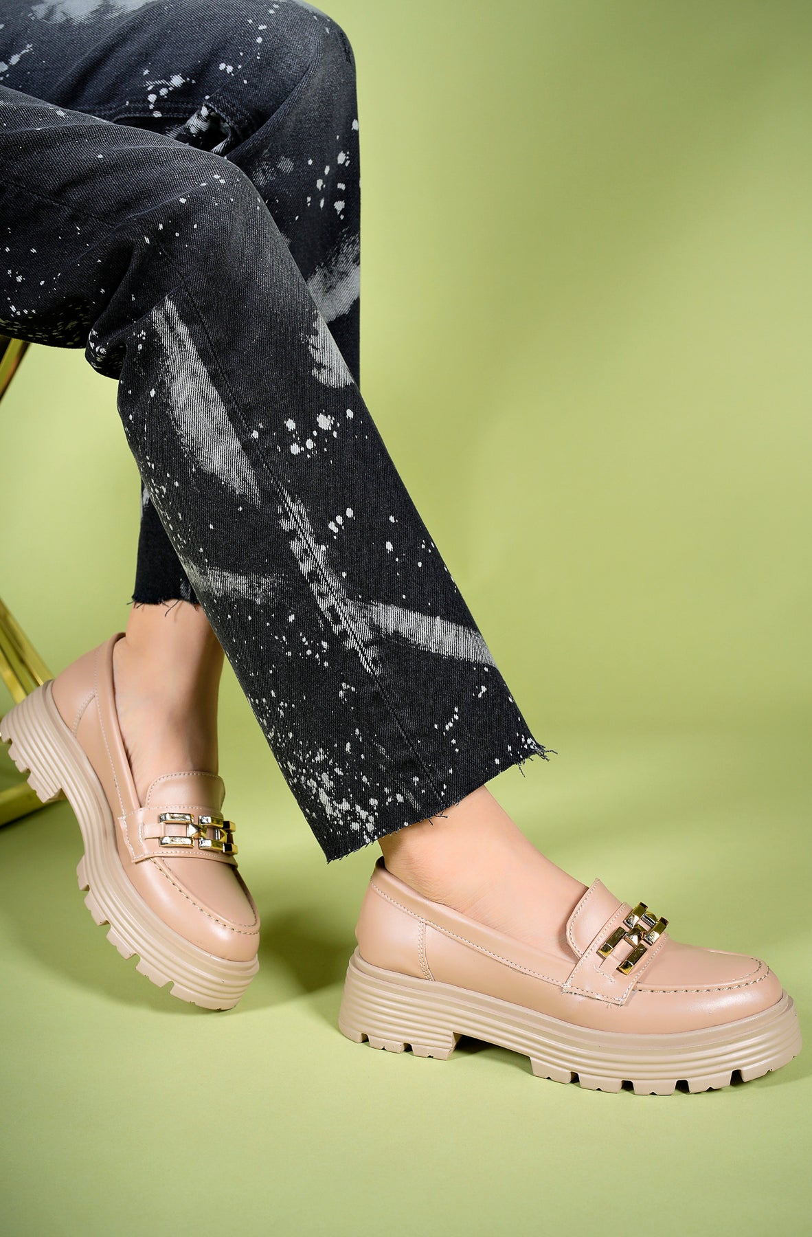 Riccon Kadın Günlük Loafer Ayakkabı 0012970 Nude Cilt