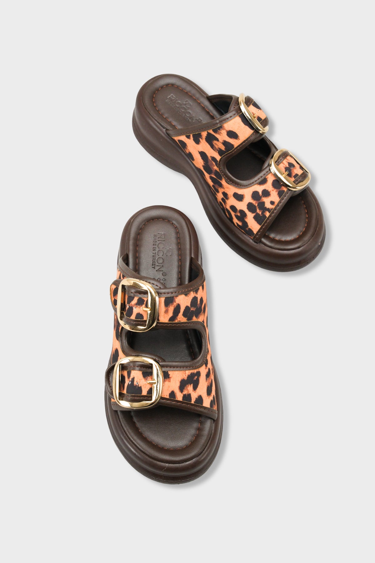 Riccon Tarveidei Kadın Terlik 00121020 Kahverengi Leopar