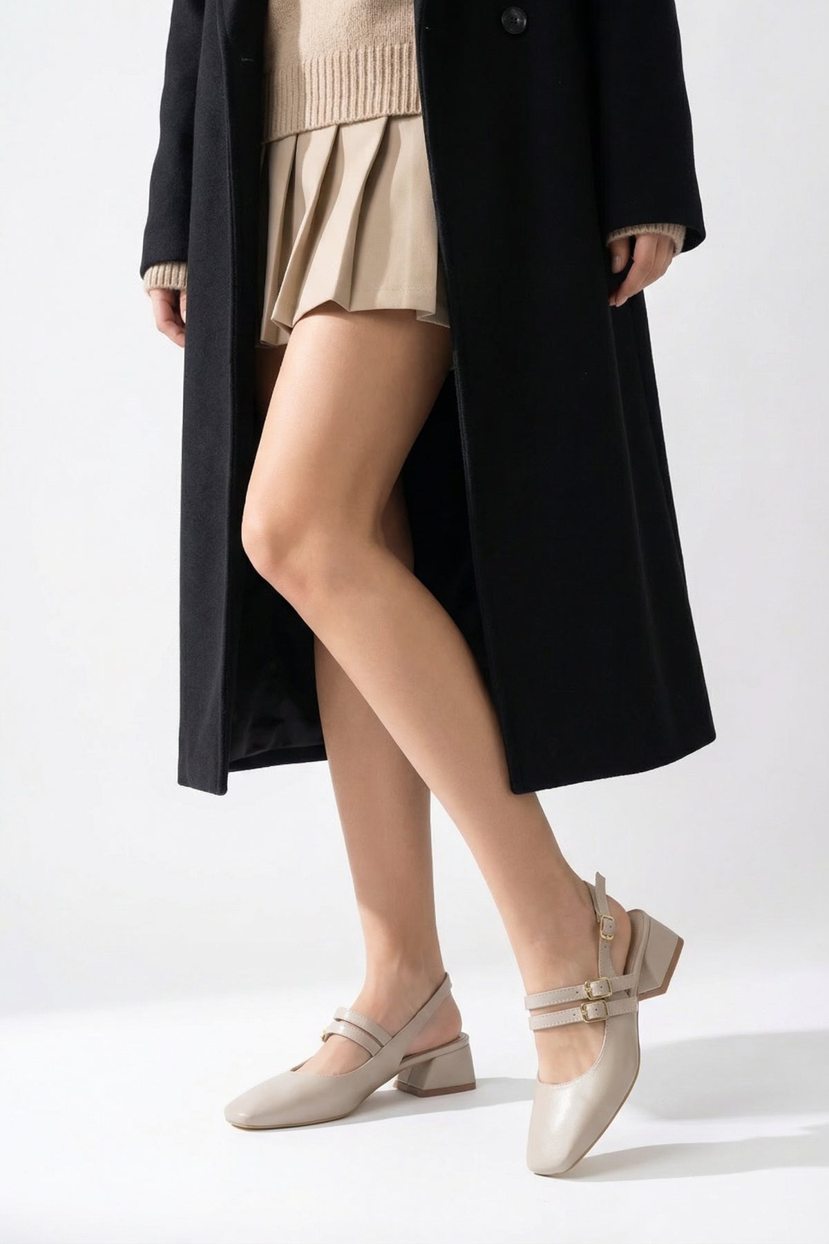 Riccon Kadın Arkası Açık Topuklu Ayakkabı 00121003 Ten Rustik