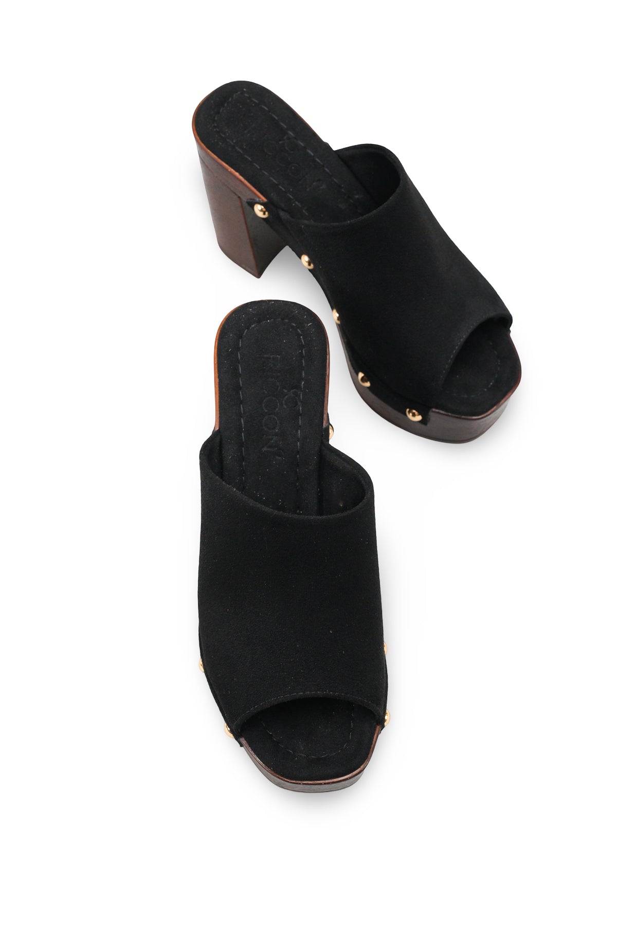 Riccon Kadın Topuklu Terlik 0012775 Siyah Süet