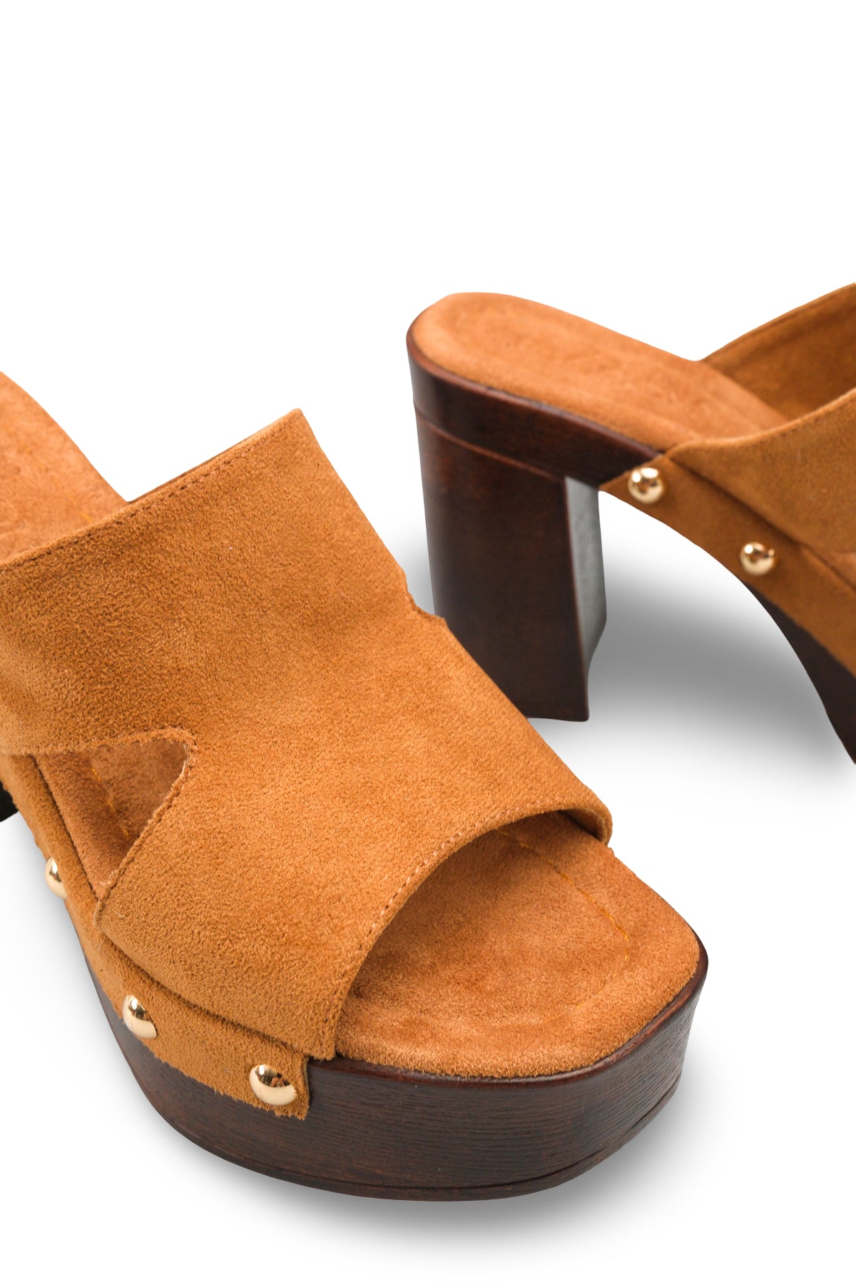 Riccon Kadın Topuklu Terlik 0012778 Taba Süet