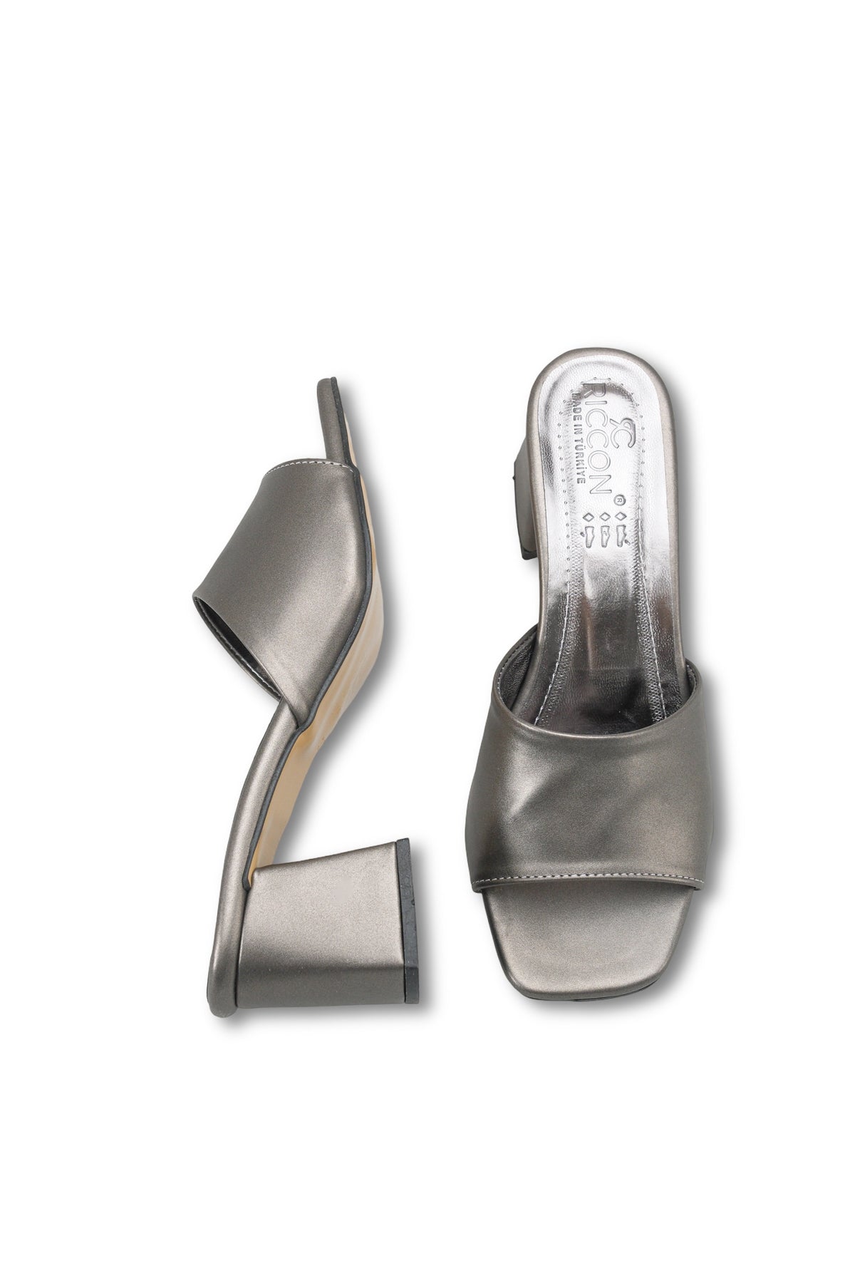 Riccon Kadın Topuklu Terlik 0012200 Platin Cilt