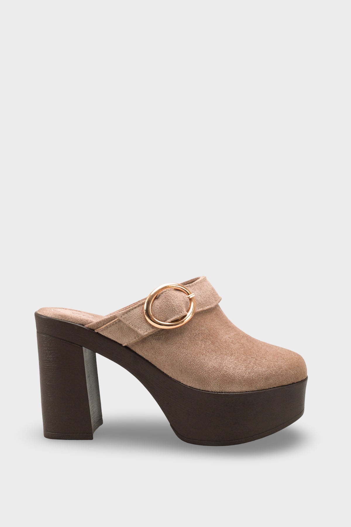 Riccon Kadın Topuklu Terlik 0012779 Vizon Süet