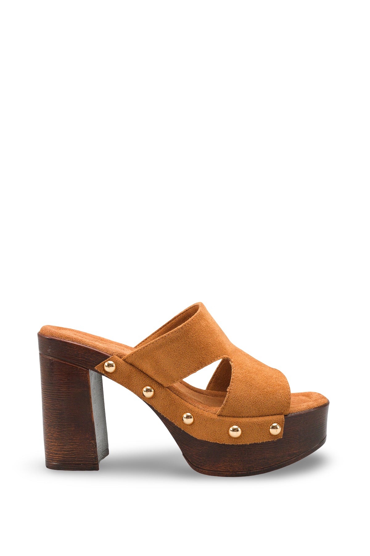 Riccon Kadın Topuklu Terlik 0012778 Taba Süet