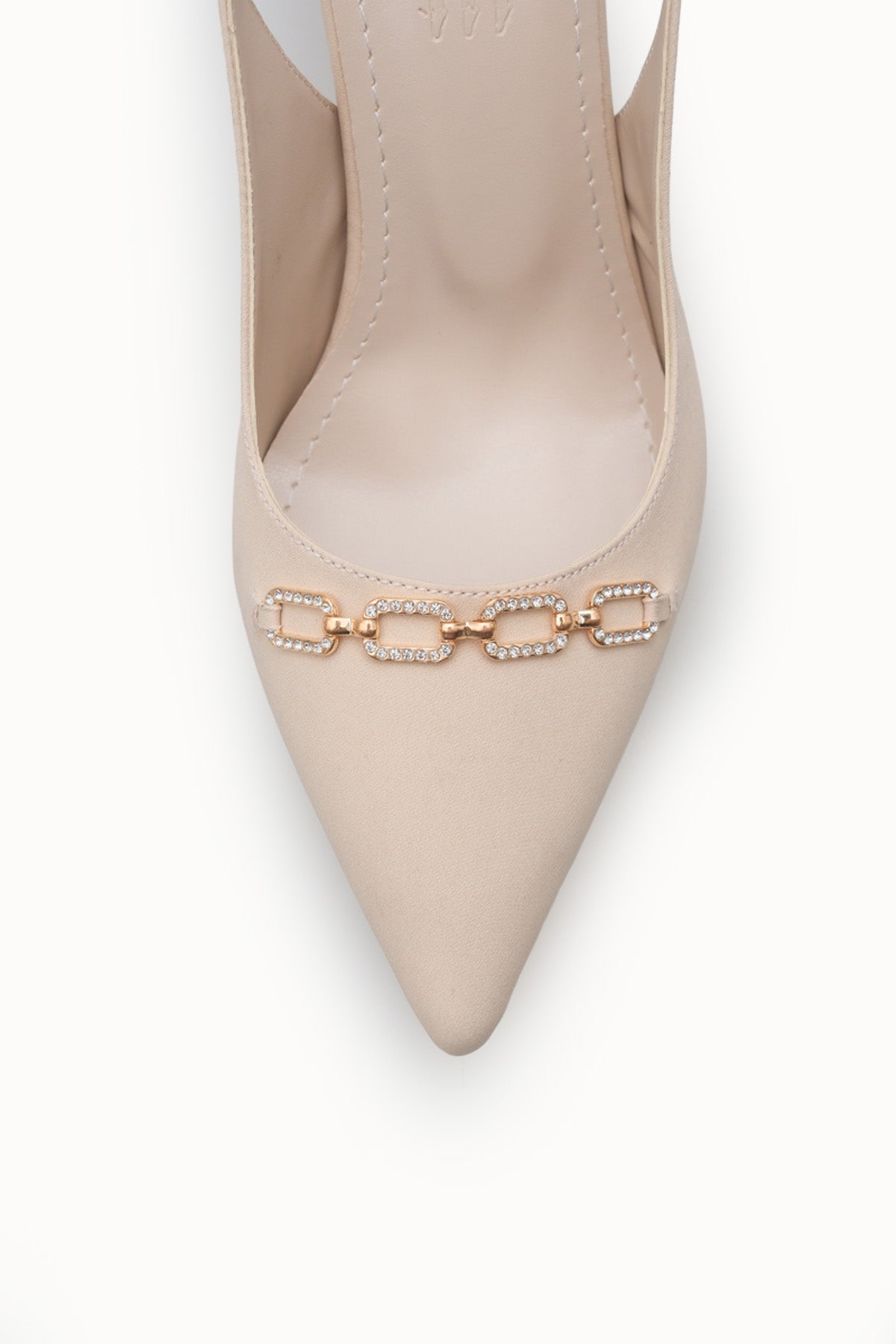 Riccon Kadın Sivri Burunlu Arkası Açık İnce Topuklu Ayakkabı 0012715 Mat Ten