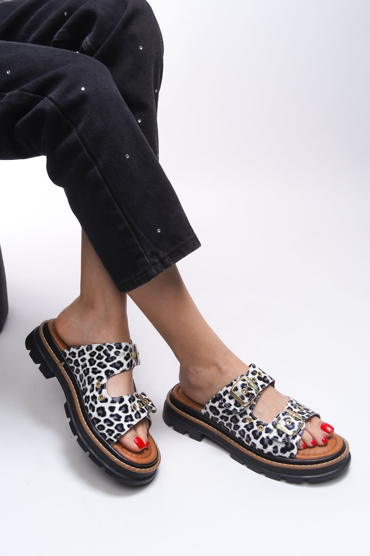 Riccon Tamrithe Kadın Terlik 0012100 Rugan Leopar