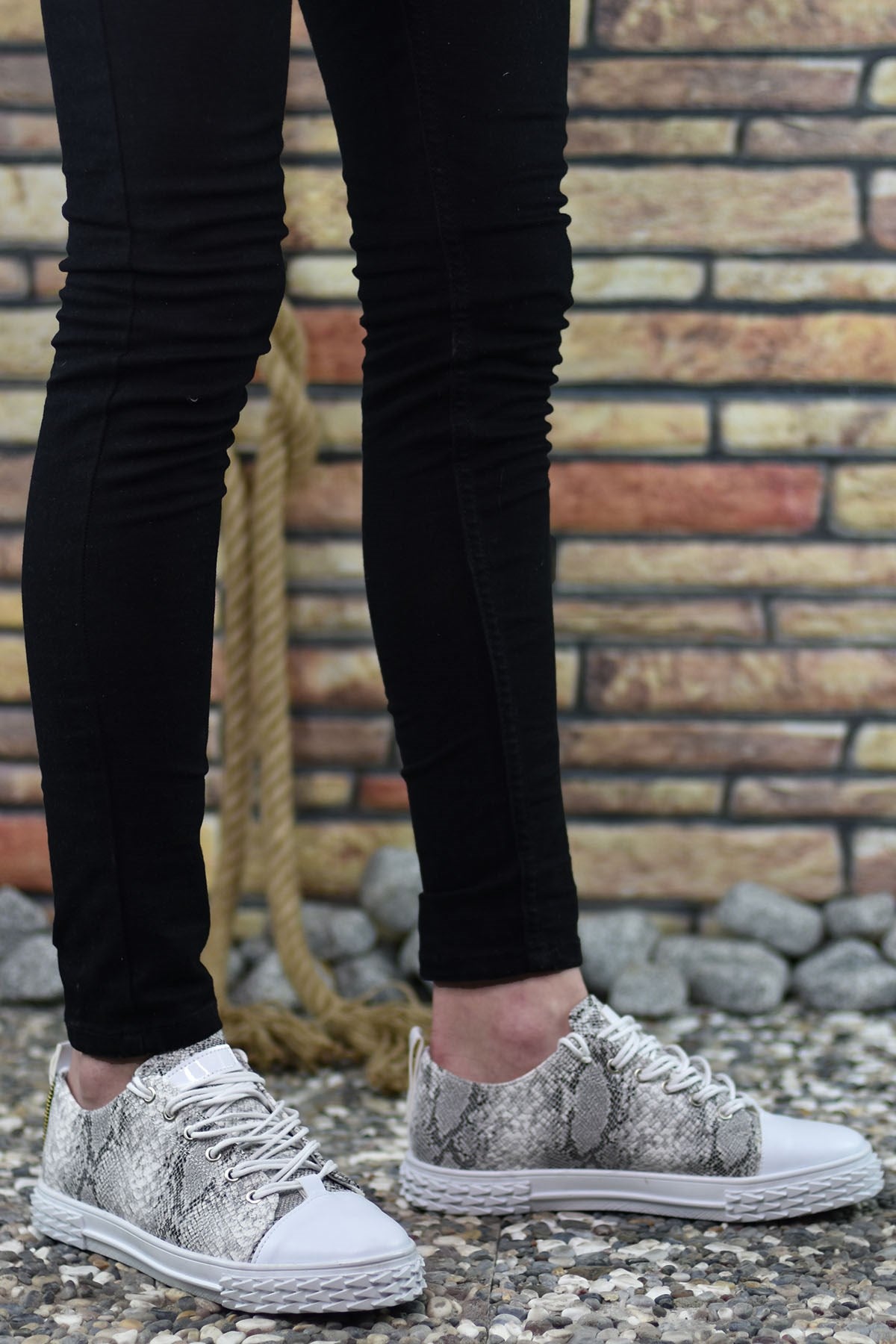 Riccon Erkek Sneaker 3D Baskılı Beyaz