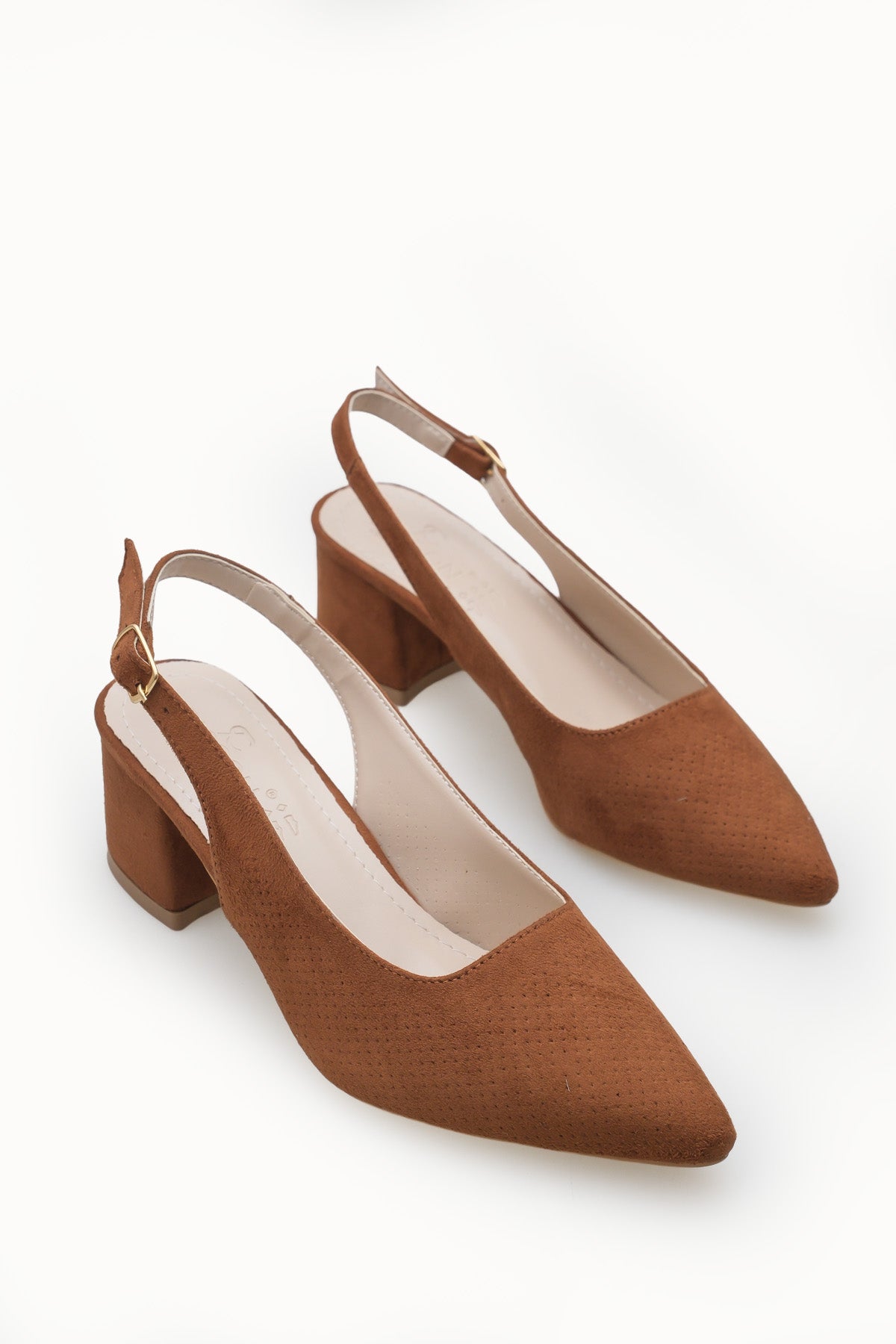 Riccon Kadın Sivri Burunlu Arkası Açık Topuklu Ayakkabı 0012451 Taba Süet