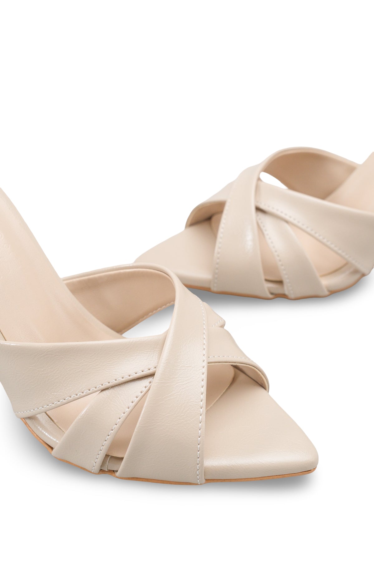 Riccon Kadın İnce Topuklu Terlik 0012720 Ten Rustik