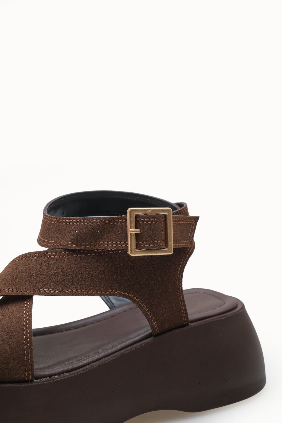 Riccon Kadın Sandalet 0012810 Kahverengi Deri Dokulu