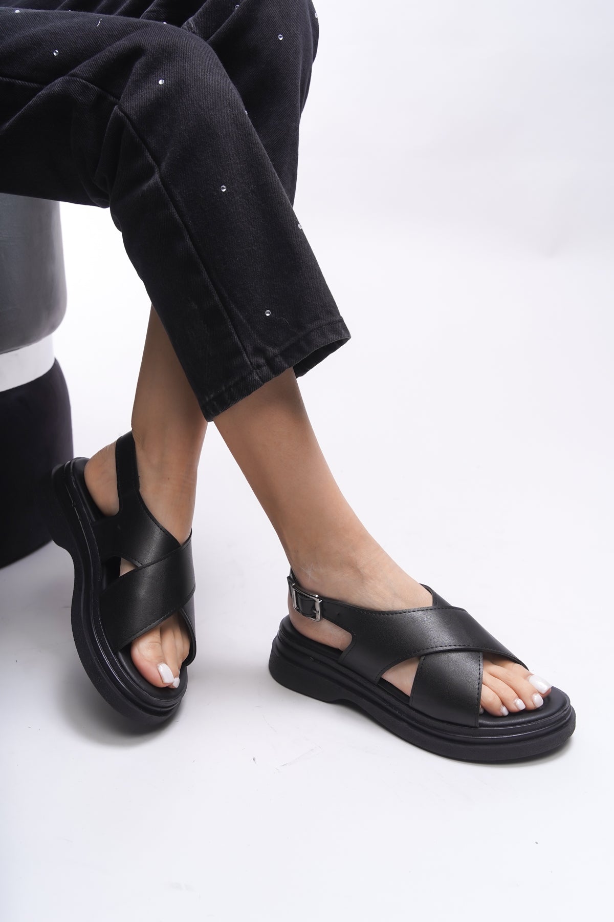 Riccon Greslaela Kadın Sandalet 0012300 Siyah Cilt