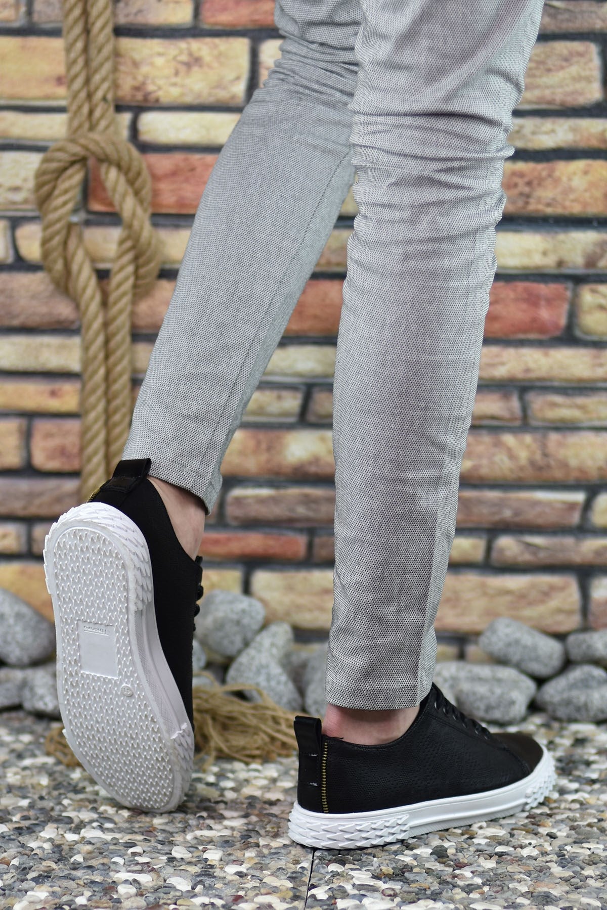 Riccon Erkek Sneaker 3D Baskılı Siyah Beyaz
