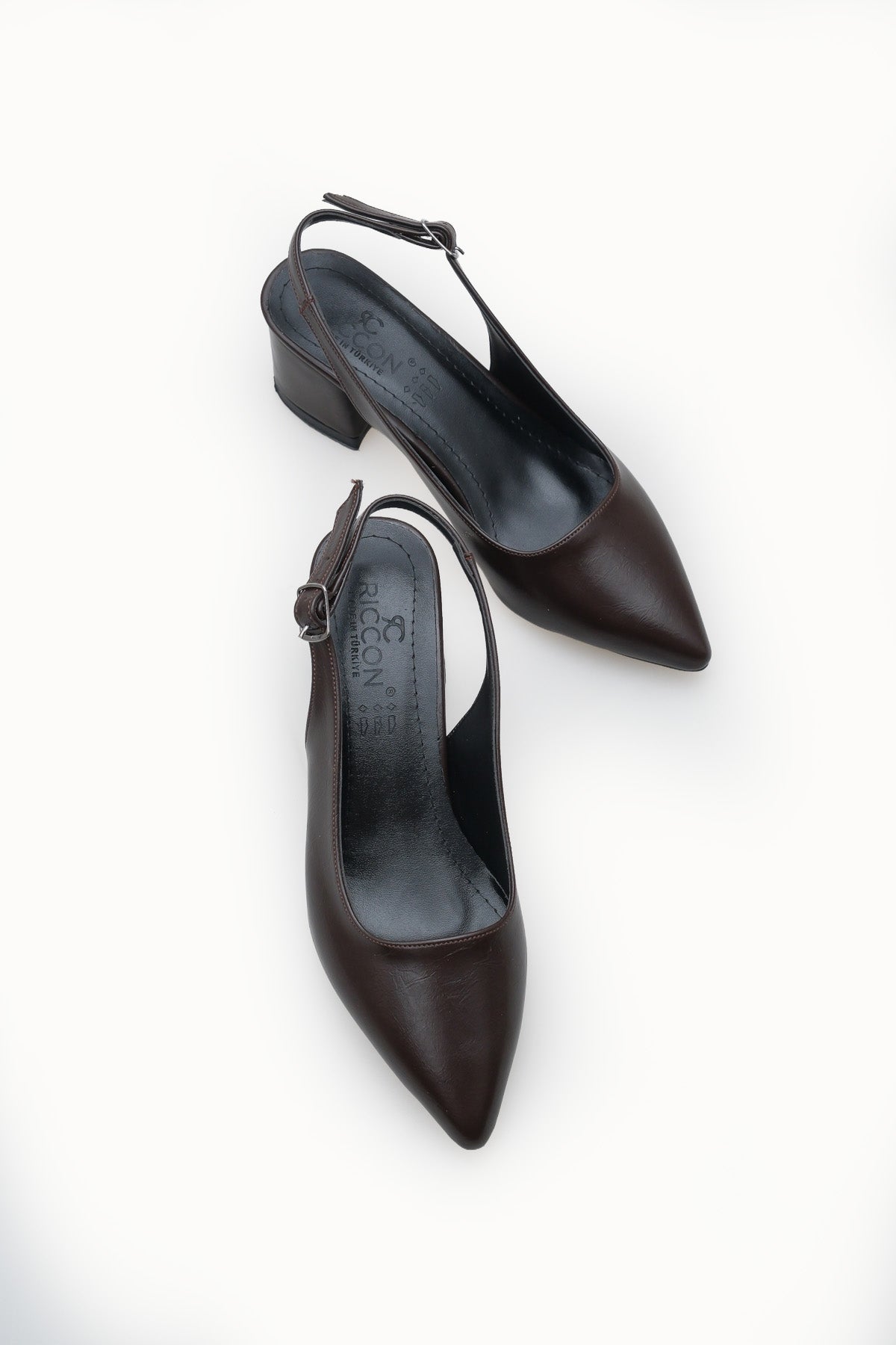 Riccon Kadın Sivri Burunlu Arkası Açık Topuklu Ayakkabı 0012420 Kahverengi Rustik