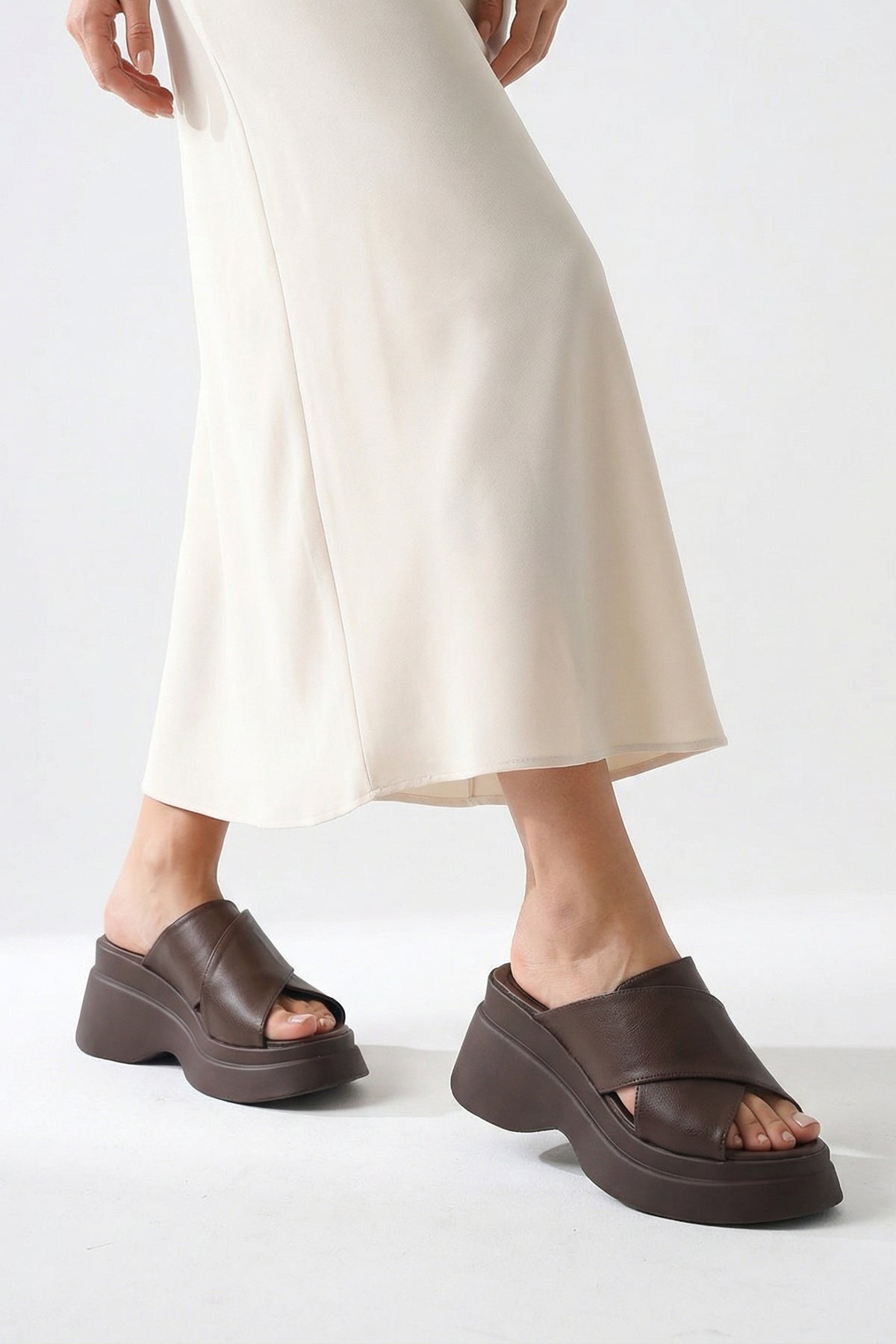 Riccon Kadın Terlik 0012914 Kahverengi