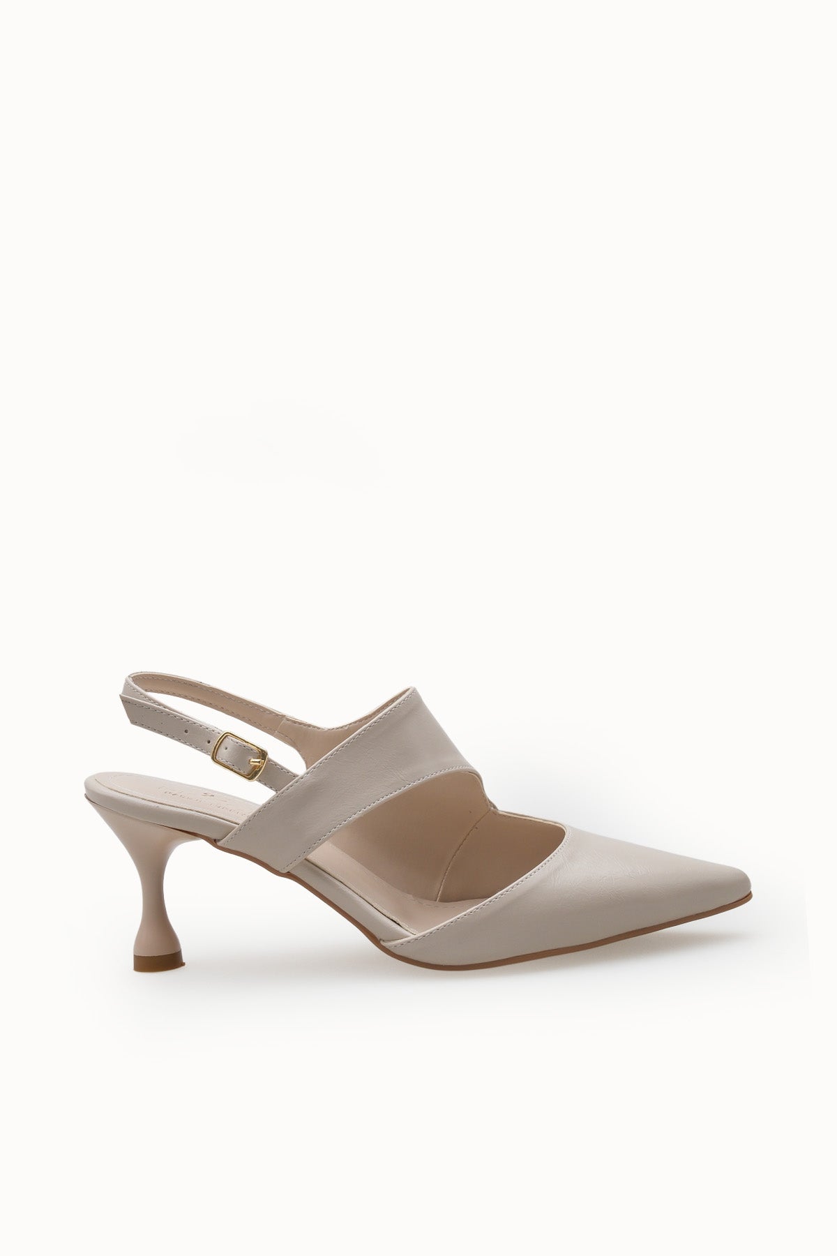 Riccon Kadın Sivri Burunlu Arkası Açık İnce Topuklu Ayakkabı 0012561 Ten Rustik