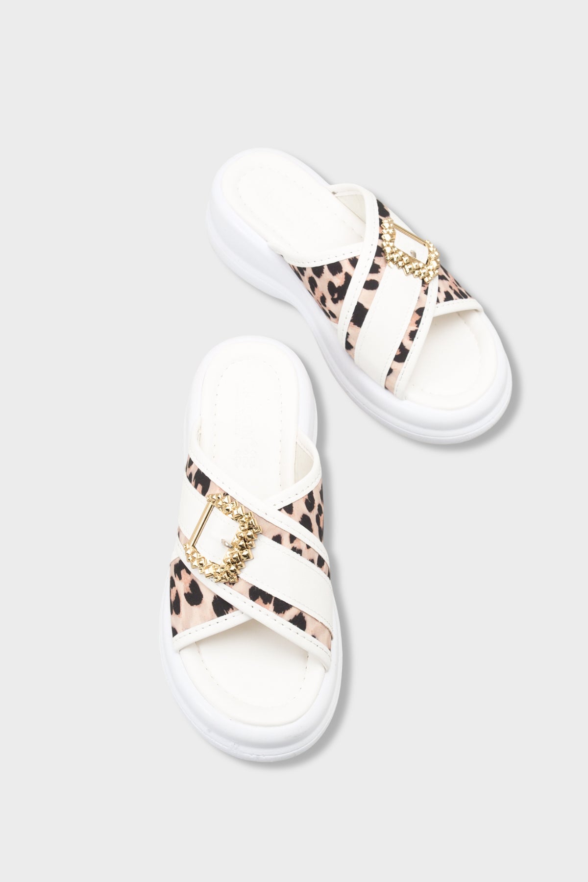 Riccon Kadın Terlik 00121023 Beyaz Leopar