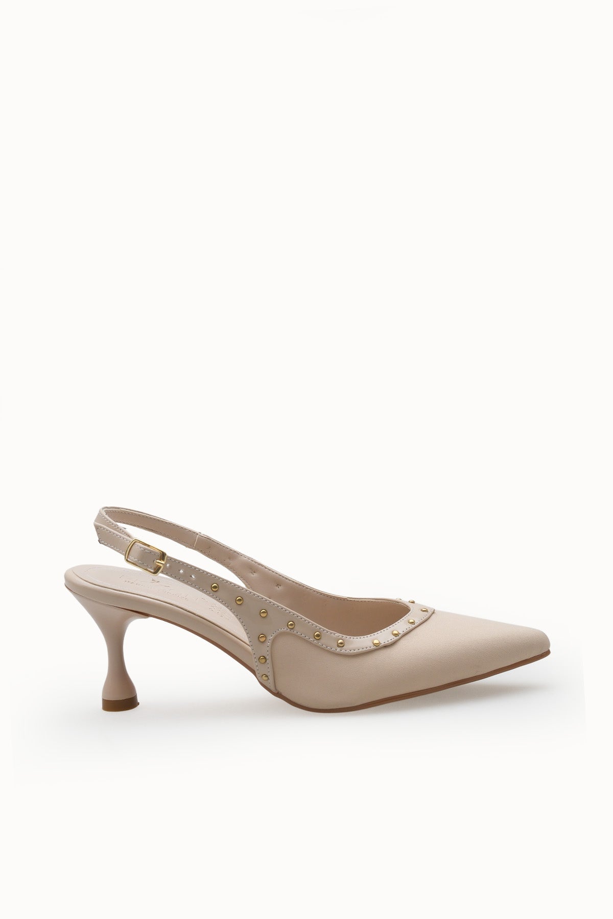 Riccon Kadın Sivri Burunlu Arkası Açık İnce Topuklu Ayakkabı 0012553 Mat Ten