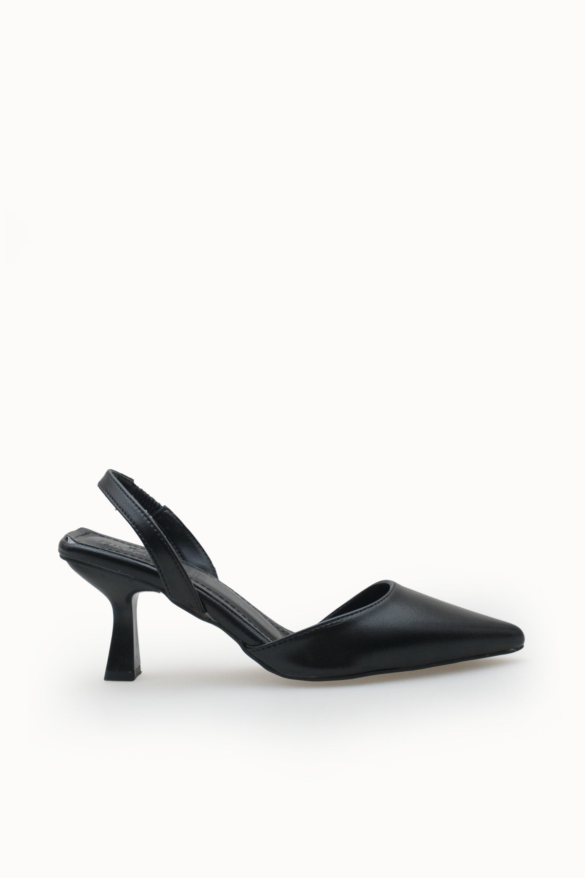Riccon Kadın Sivri Burunlu Arkası Açık İnce Topuklu Ayakkabı 001206 Siyah Rustik