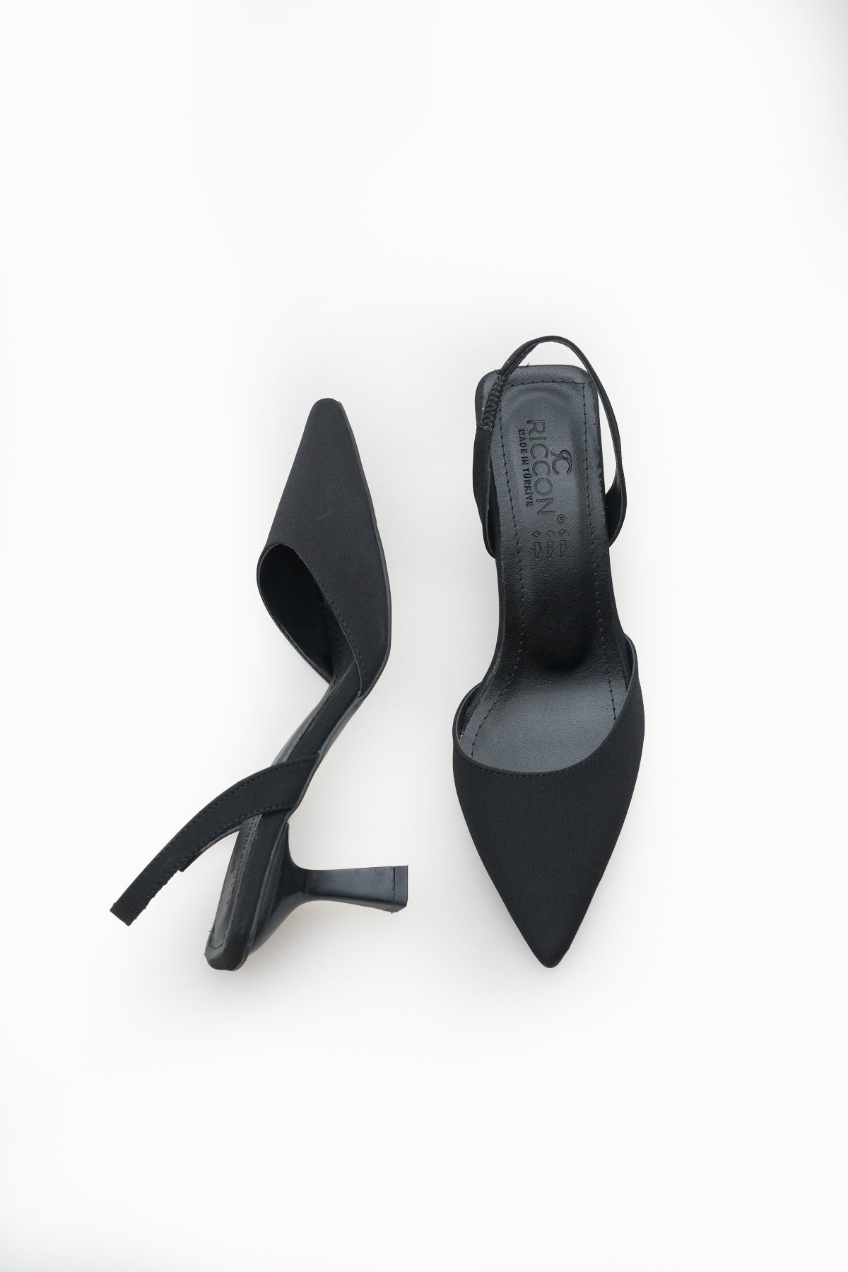 Riccon Kadın Sivri Burunlu Arkası Açık İnce Topuklu Ayakkabı 001206 Mat Siyah