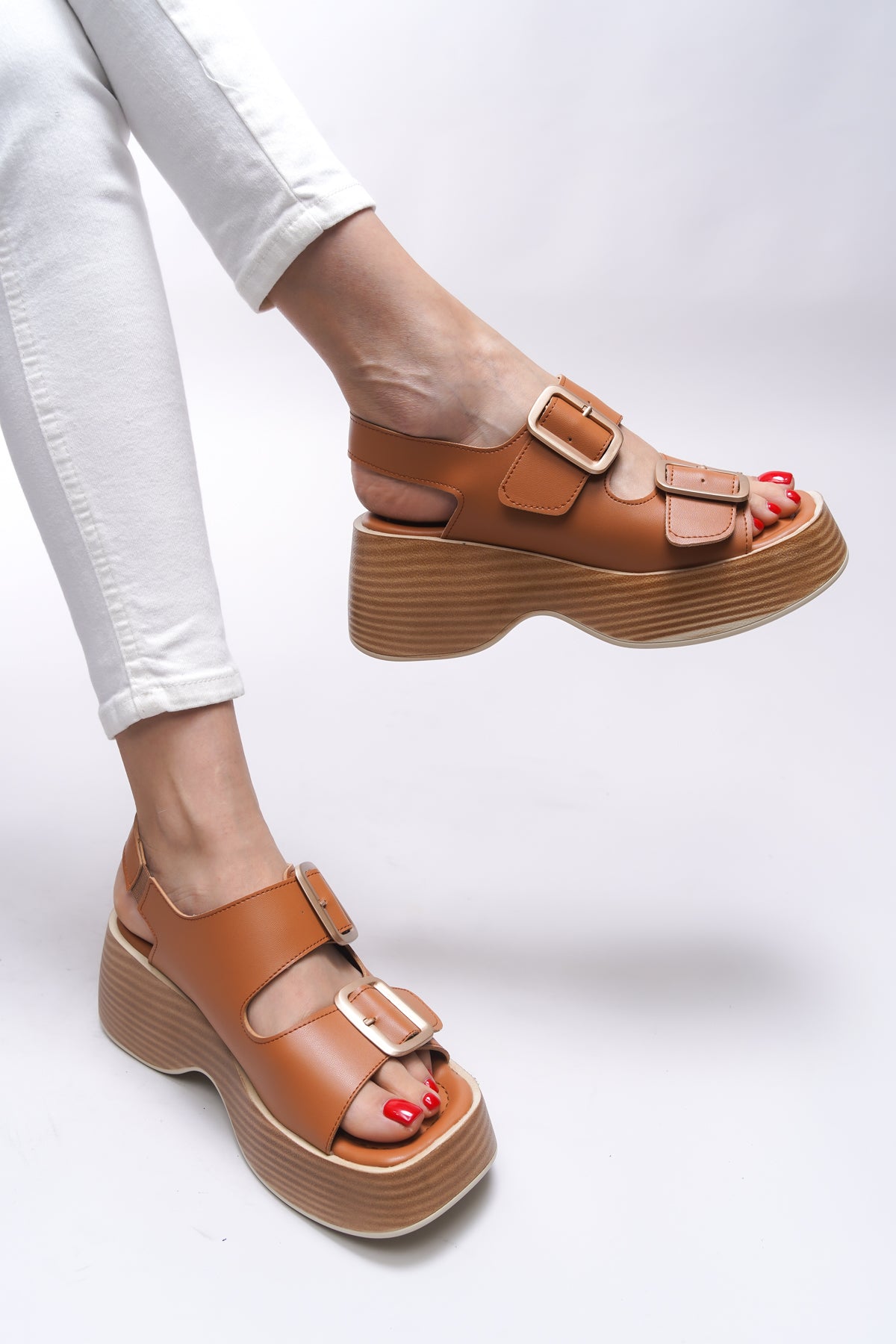 Riccon Zinkilia Kadın Çift Tokalı Sandalet 001292