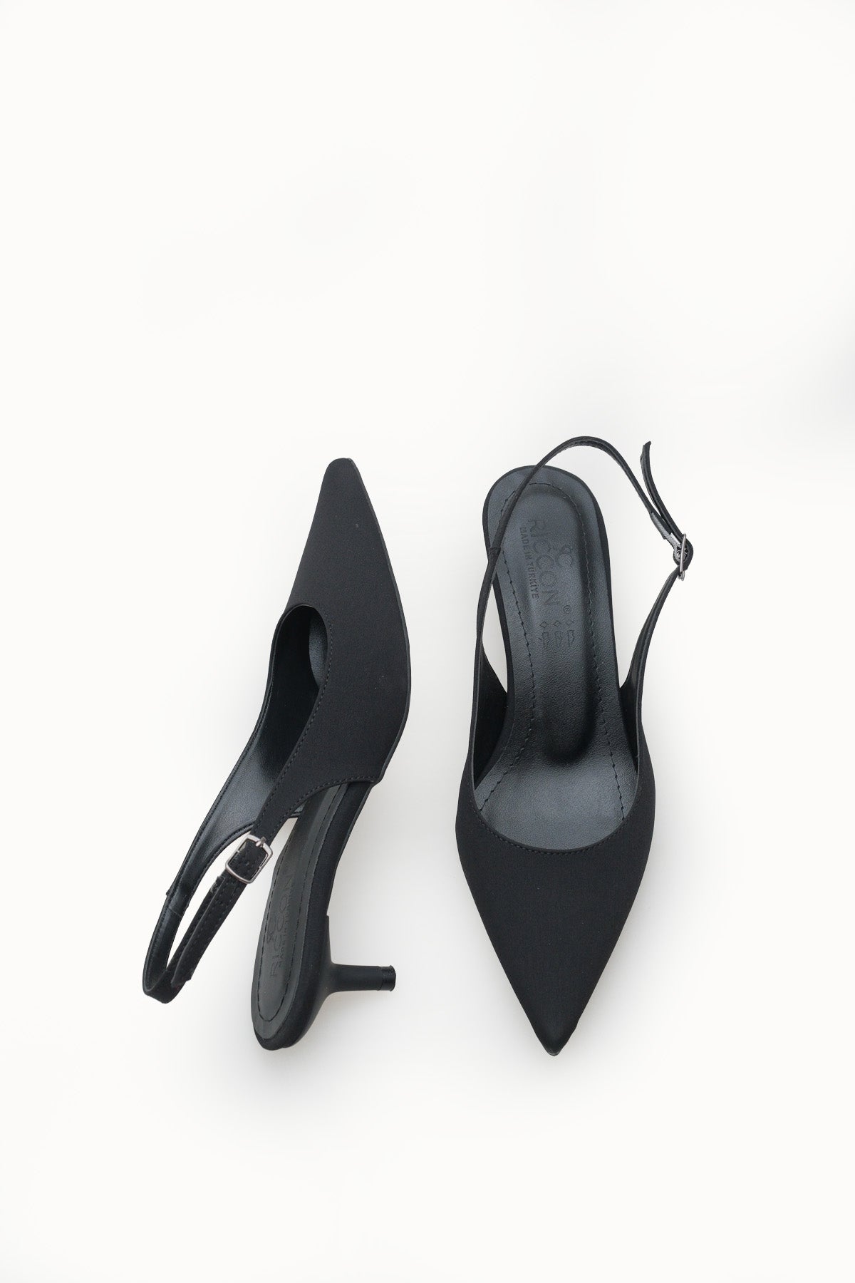 Riccon Kadın Sivri Burunlu Arkası Açık İnce Topuklu Ayakkabı 0012200 Mat Siyah