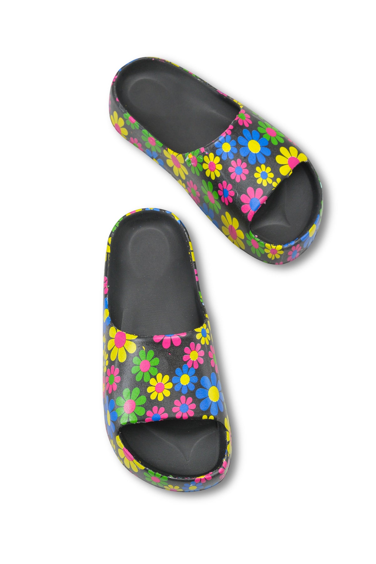 Riccon Elyenshia Kadın Terlik 001215 Siyah Çiçekli