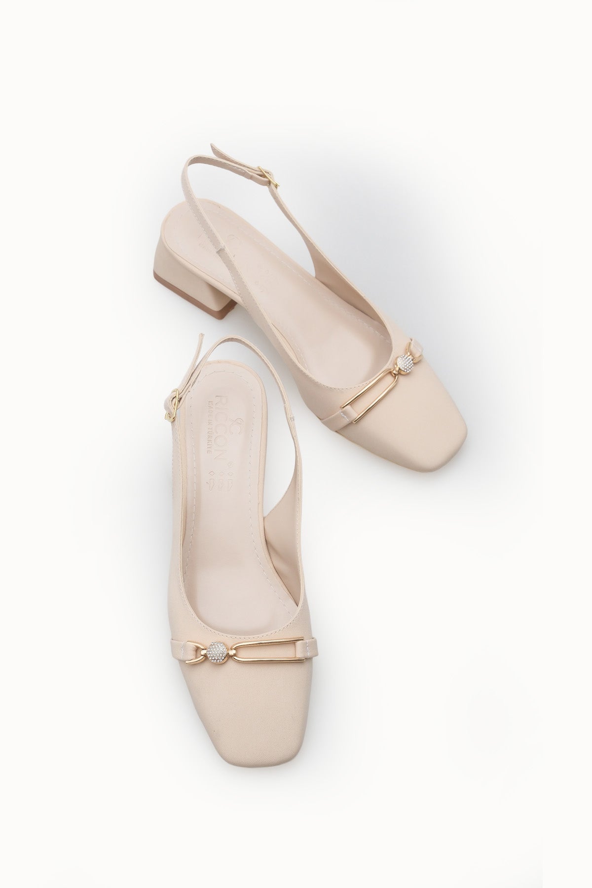 Riccon Kadın Arkası Açık Topuklu Ayakkabı 00121002 Mat Ten