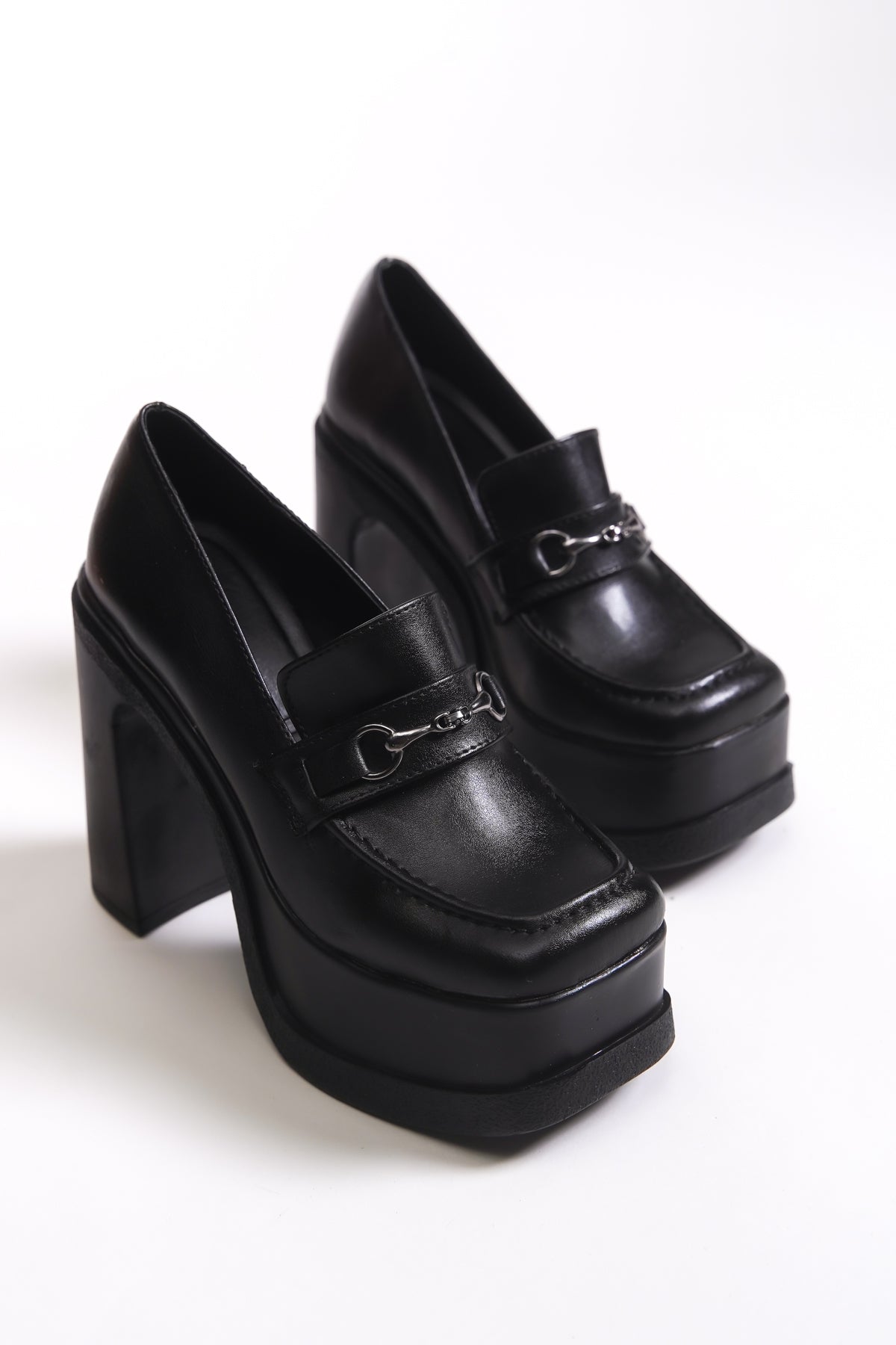 Riccon Kadın Yüksek Topuklu Loafer 00122003 Siyah