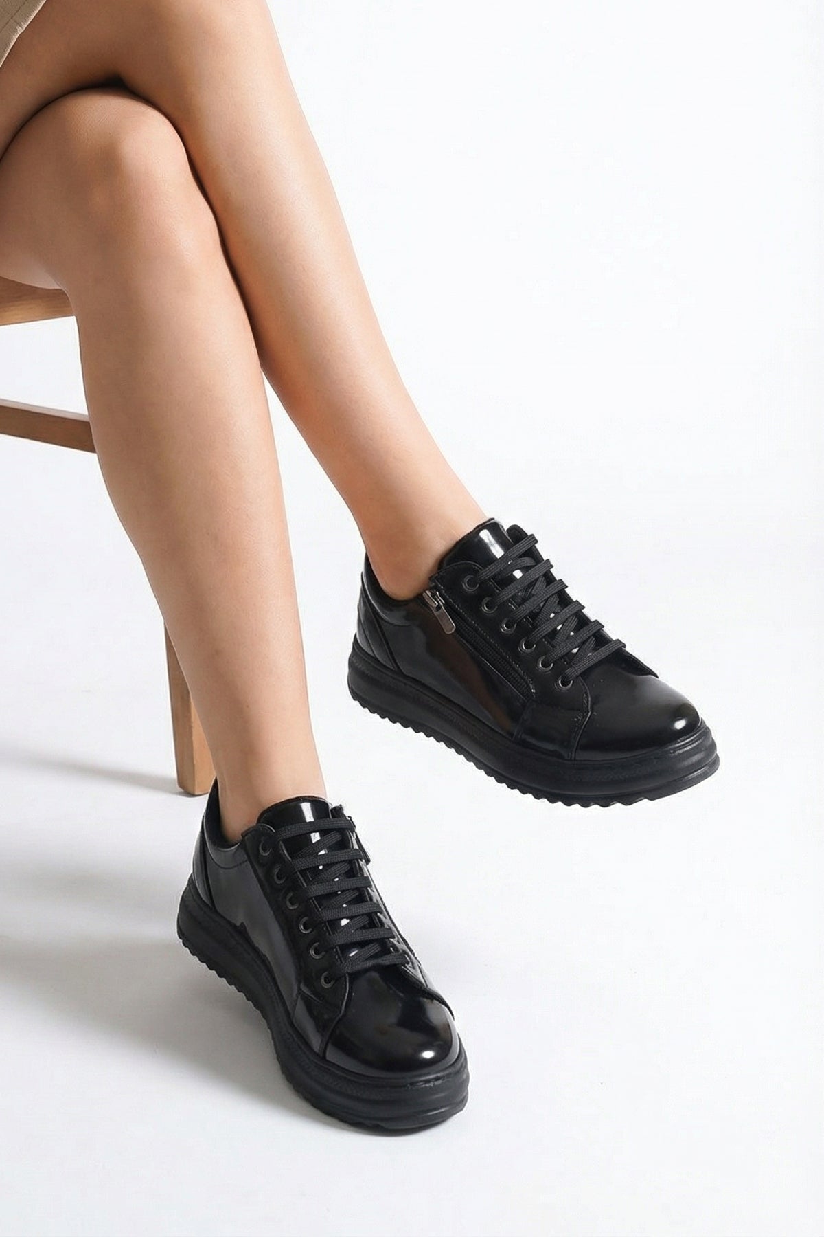 Riccon Kadın Sneaker 0012300 Siyah Rugan