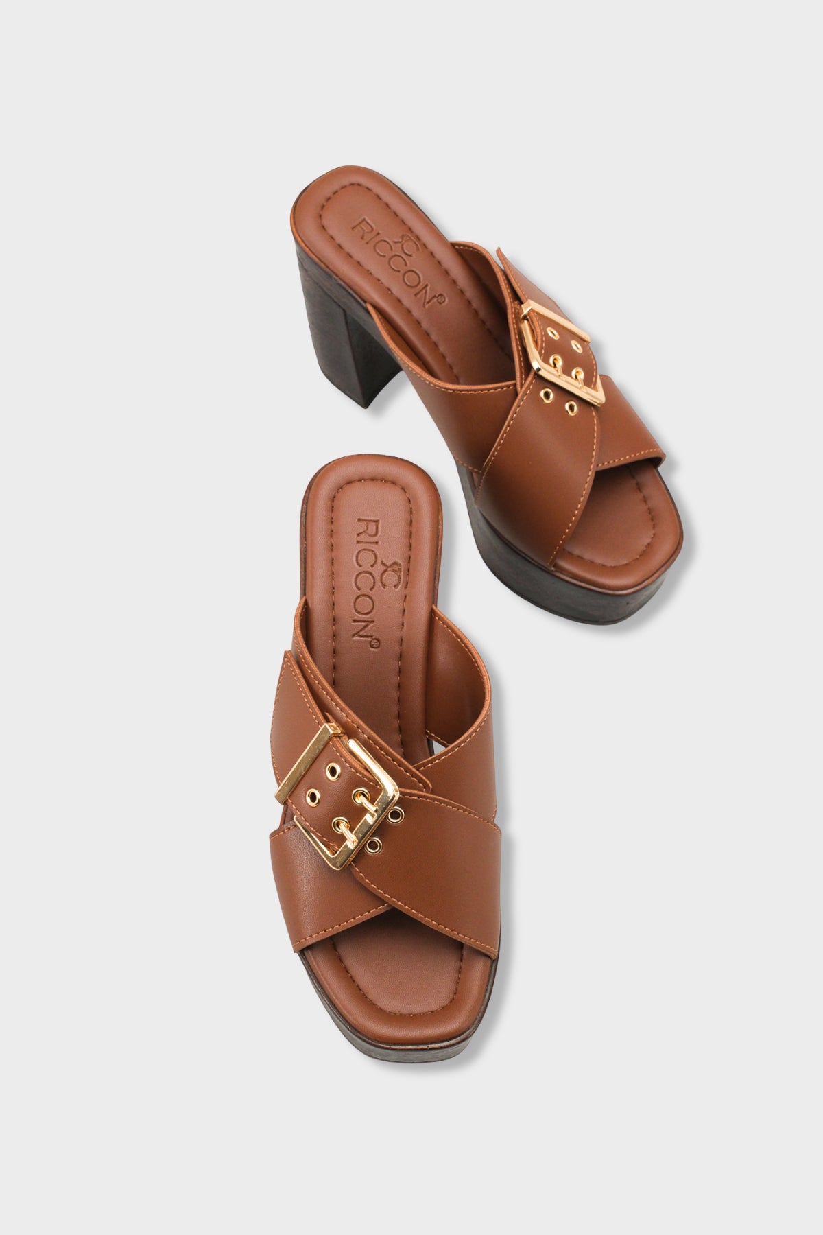 Riccon Kadın Topuklu Terlik 0012776 Kahverengi Cilt