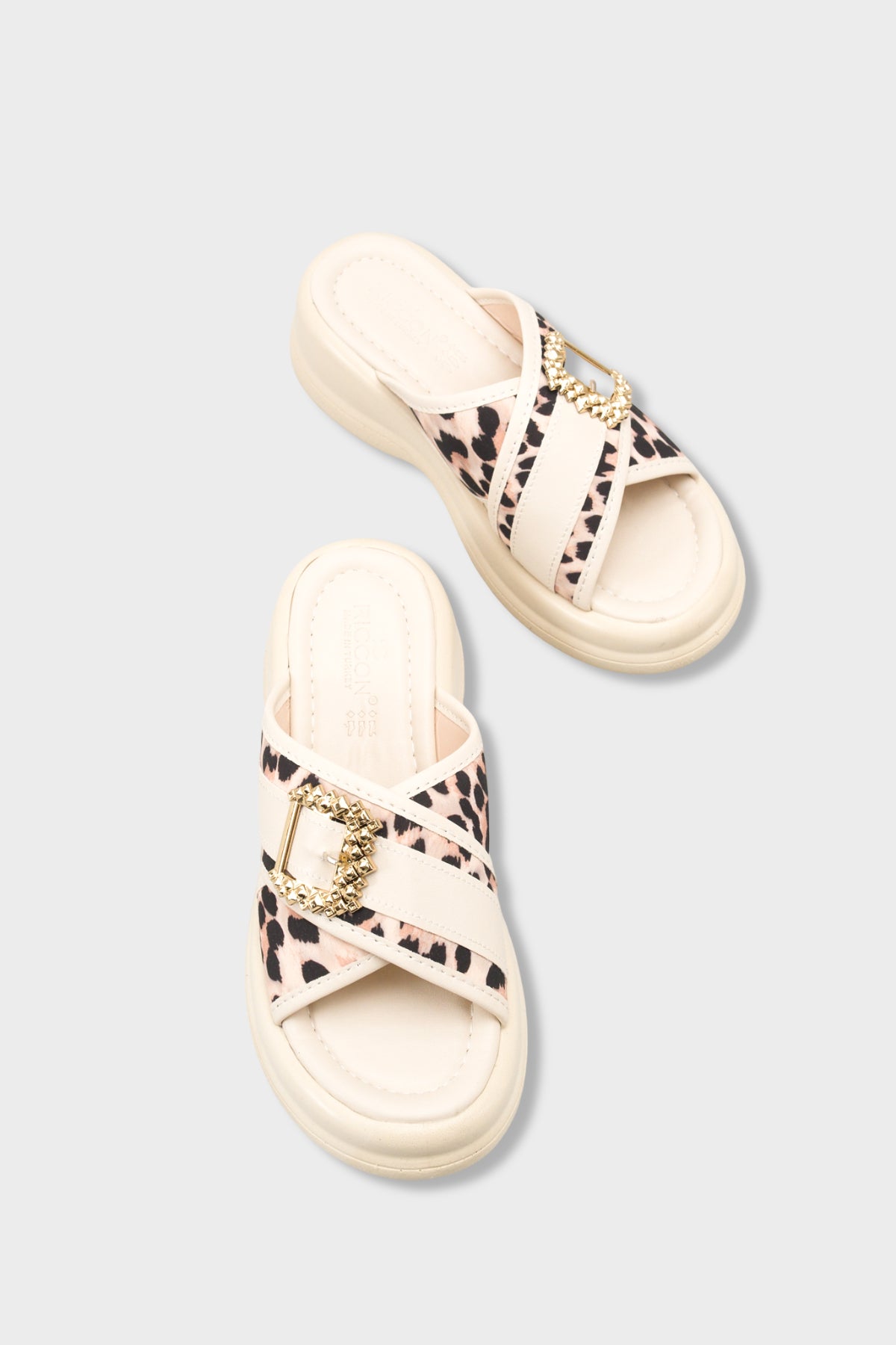 Riccon Kadın Terlik 00121023 Bej Leopar