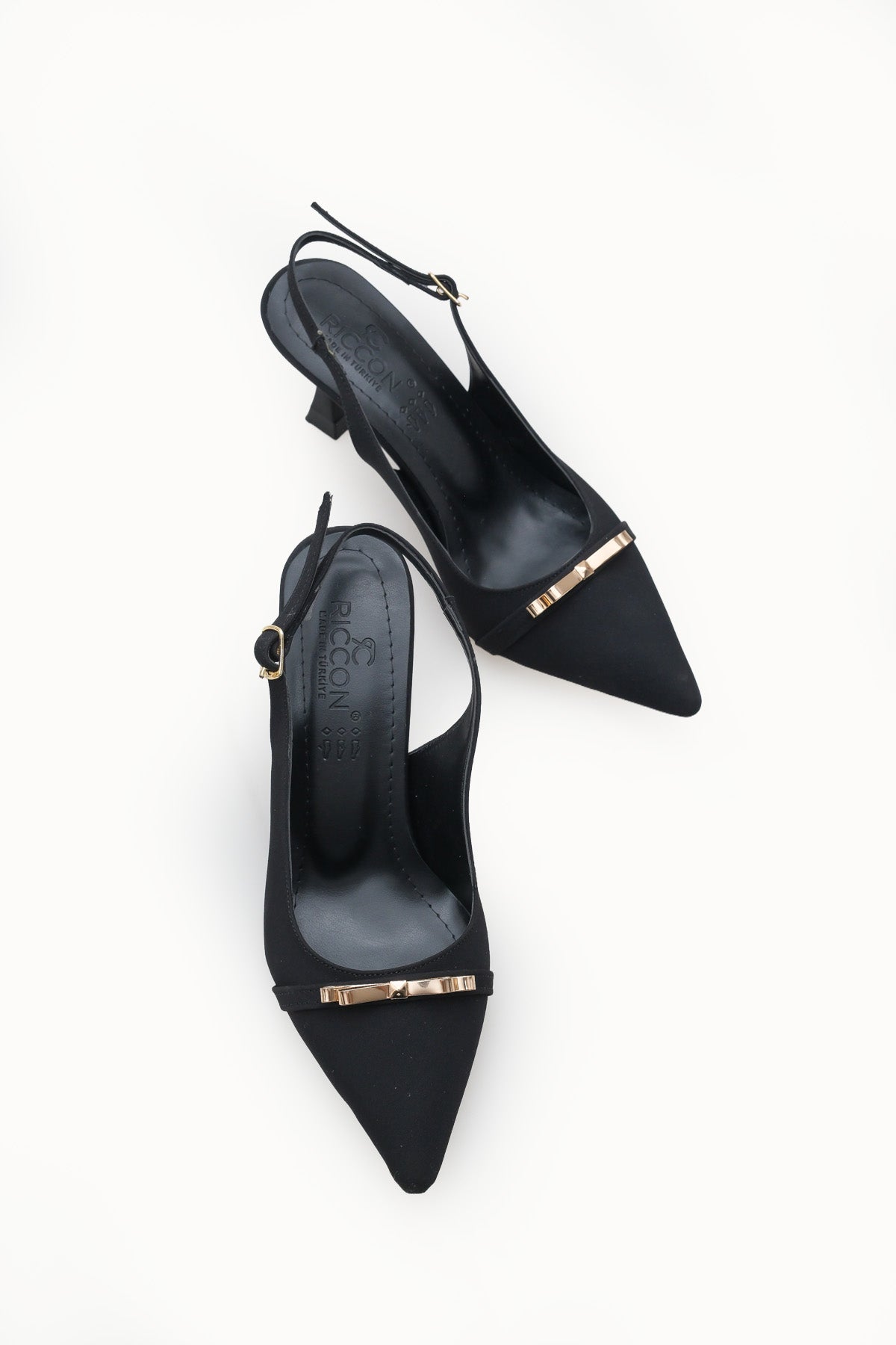 Riccon Kadın Sivri Burunlu Arkası Açık İnce Topuklu Ayakkabı 0012751 Mat Siyah