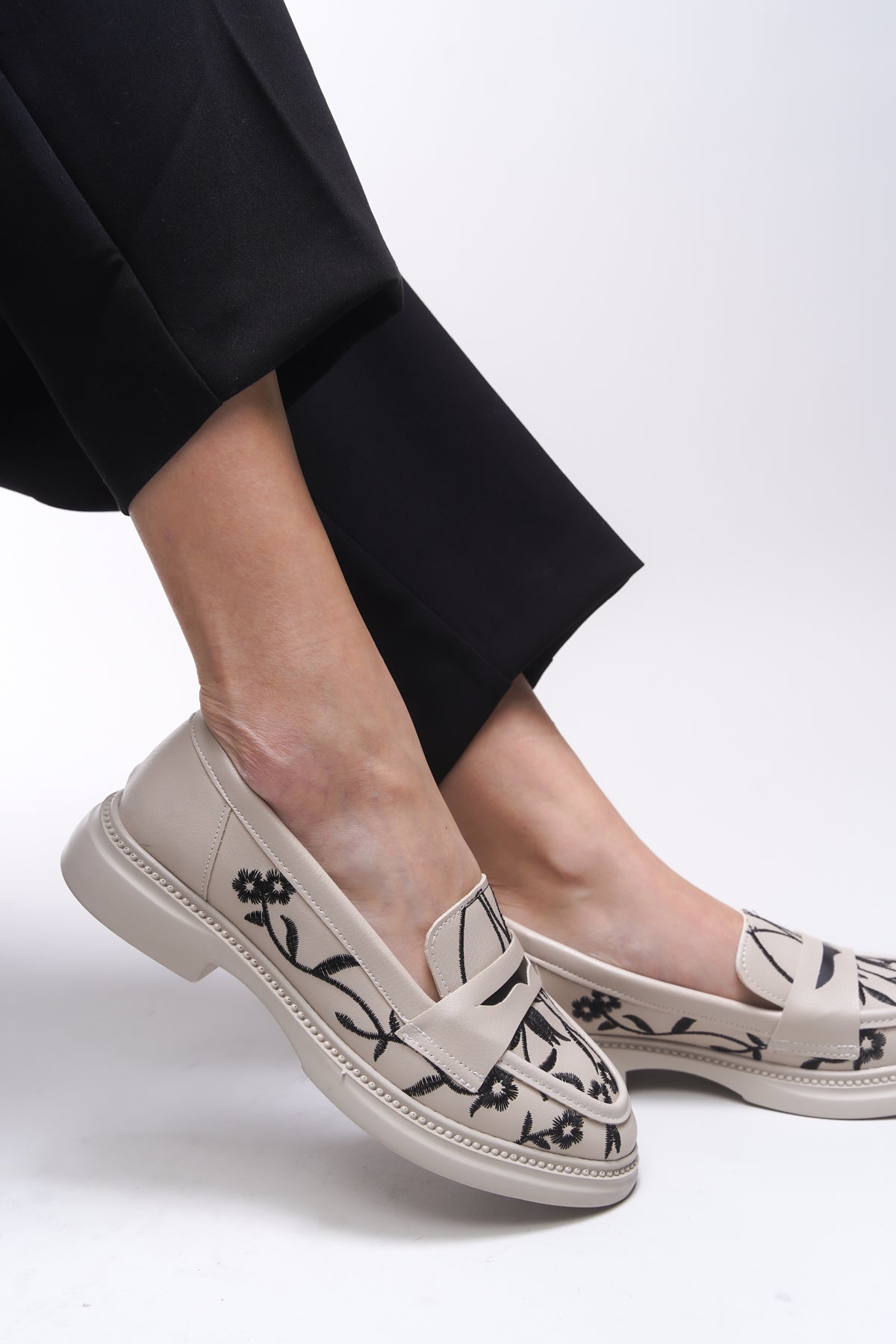 Riccon Safthaela Kadın Loafer 0012452 Bej