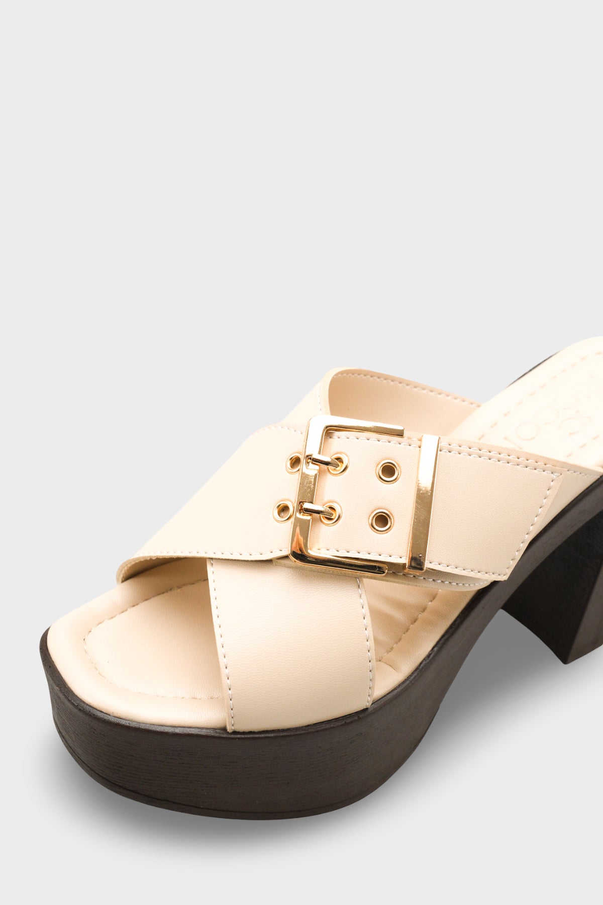 Riccon Kadın Topuklu Terlik 0012776 Bej Cilt