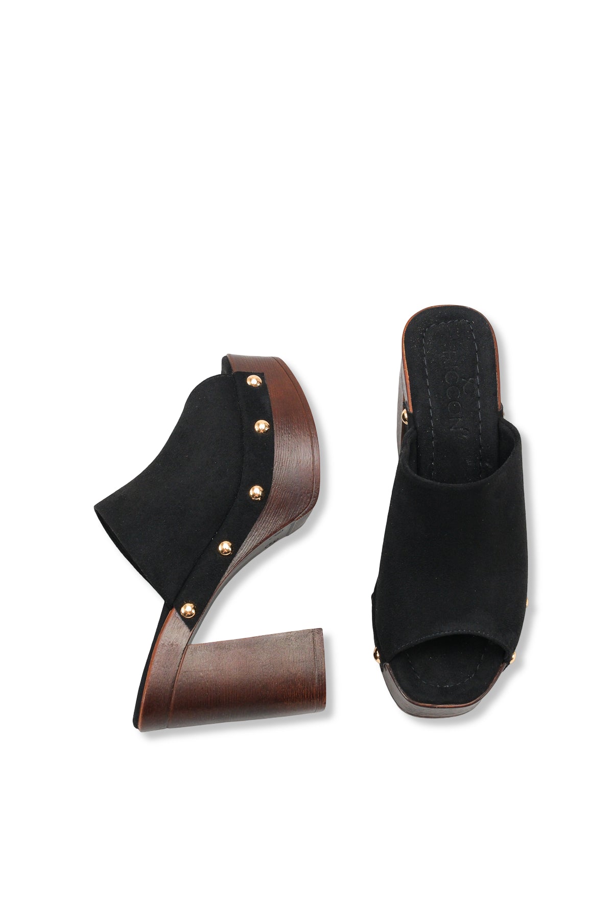 Riccon Kadın Topuklu Terlik 0012775 Siyah Süet