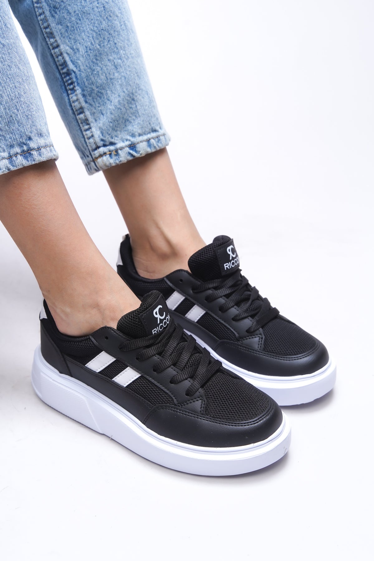 Riccon Kadın Sneaker 0012151 Siyah Beyaz