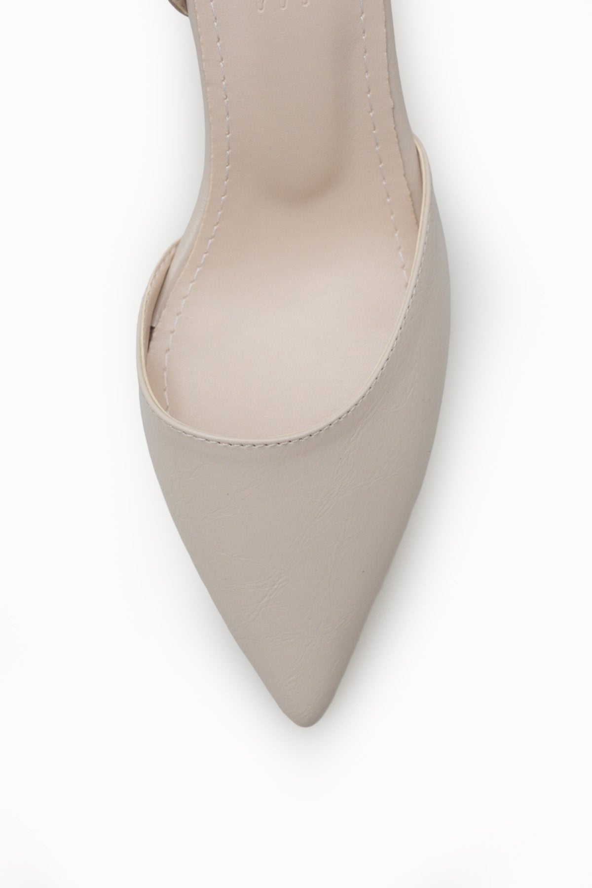 Riccon Kadın Sivri Burunlu Arkası Açık İnce Topuklu Ayakkabı 001206 Ten Rustik