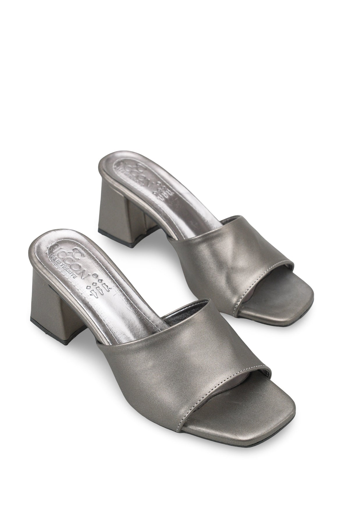 Riccon Kadın Topuklu Terlik 0012200 Platin Cilt