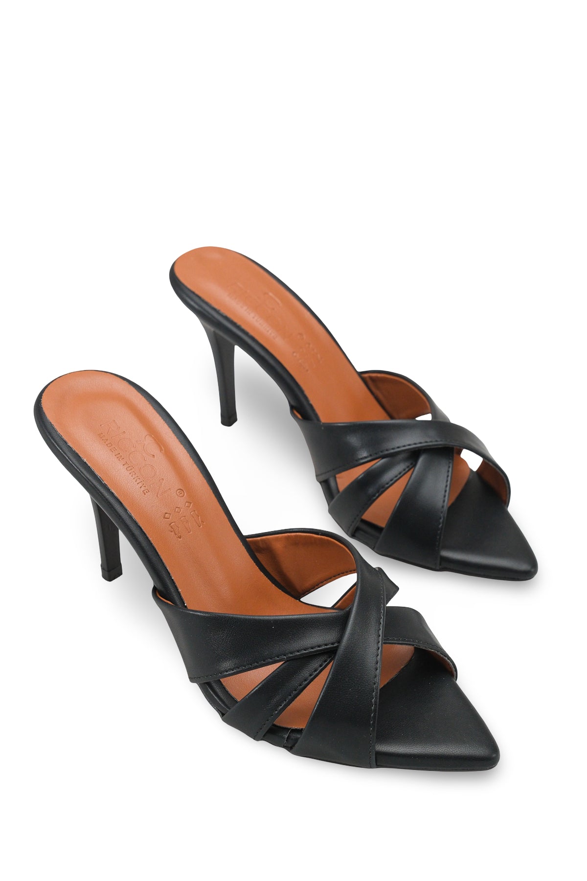 Riccon Kadın İnce Topuklu Terlik 0012720 Siyah Cilt