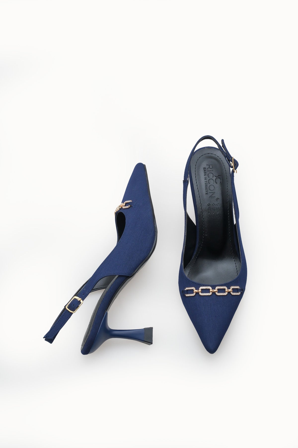 Riccon Kadın Sivri Burunlu Arkası Açık İnce Topuklu Ayakkabı 0012715 Mat Lacivert