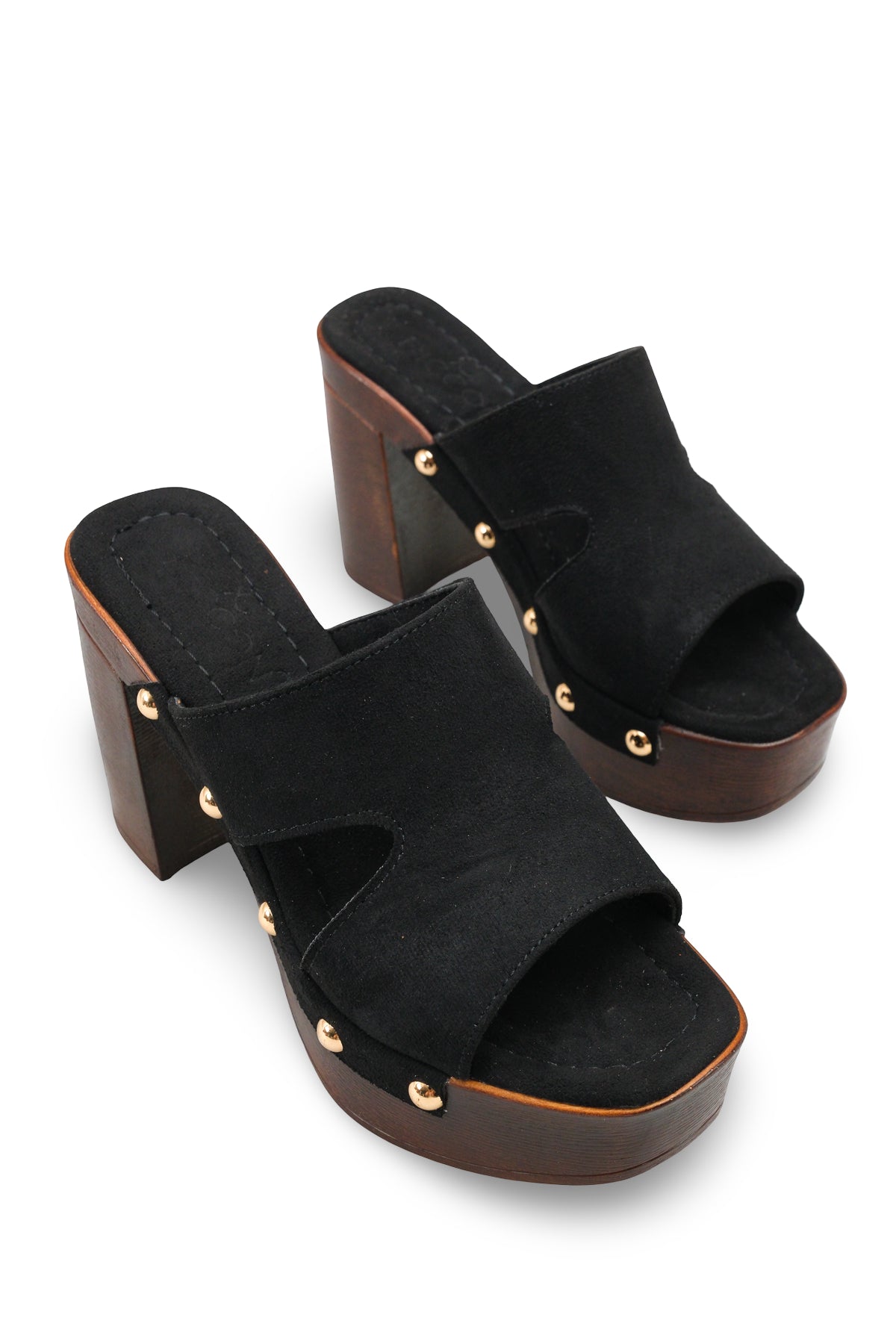 Riccon Kadın Topuklu Terlik 0012778 Siyah Süet