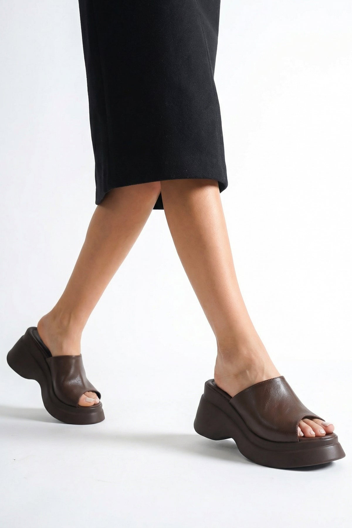 Riccon Kadın Terlik 0012905 Kahverengi