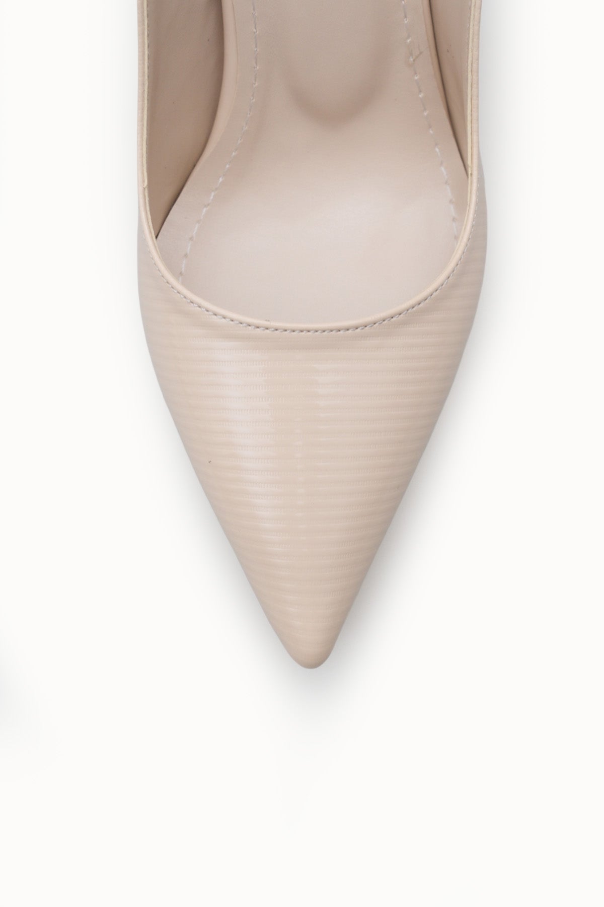 Riccon Kadın Sivri Burunlu Arkası Açık İnce Topuklu Ayakkabı 0012720 Ten Rugan