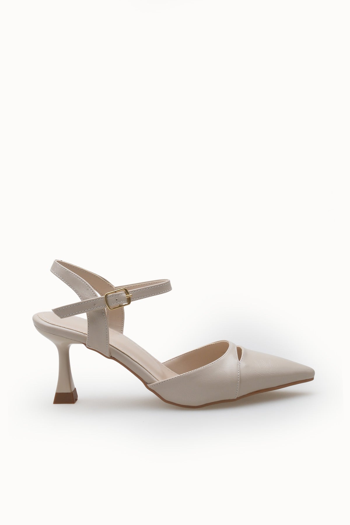 Riccon Kadın Sivri Burunlu Arkası Açık İnce Topuklu Ayakkabı 0012727 Ten Cilt