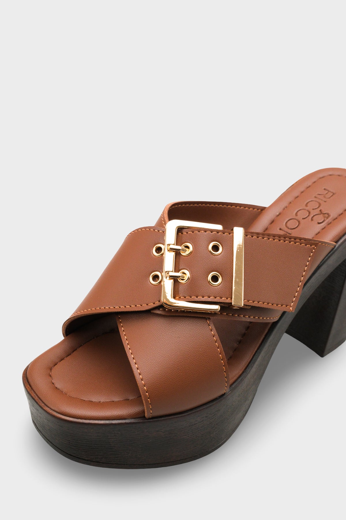 Riccon Kadın Topuklu Terlik 0012776 Kahverengi Cilt