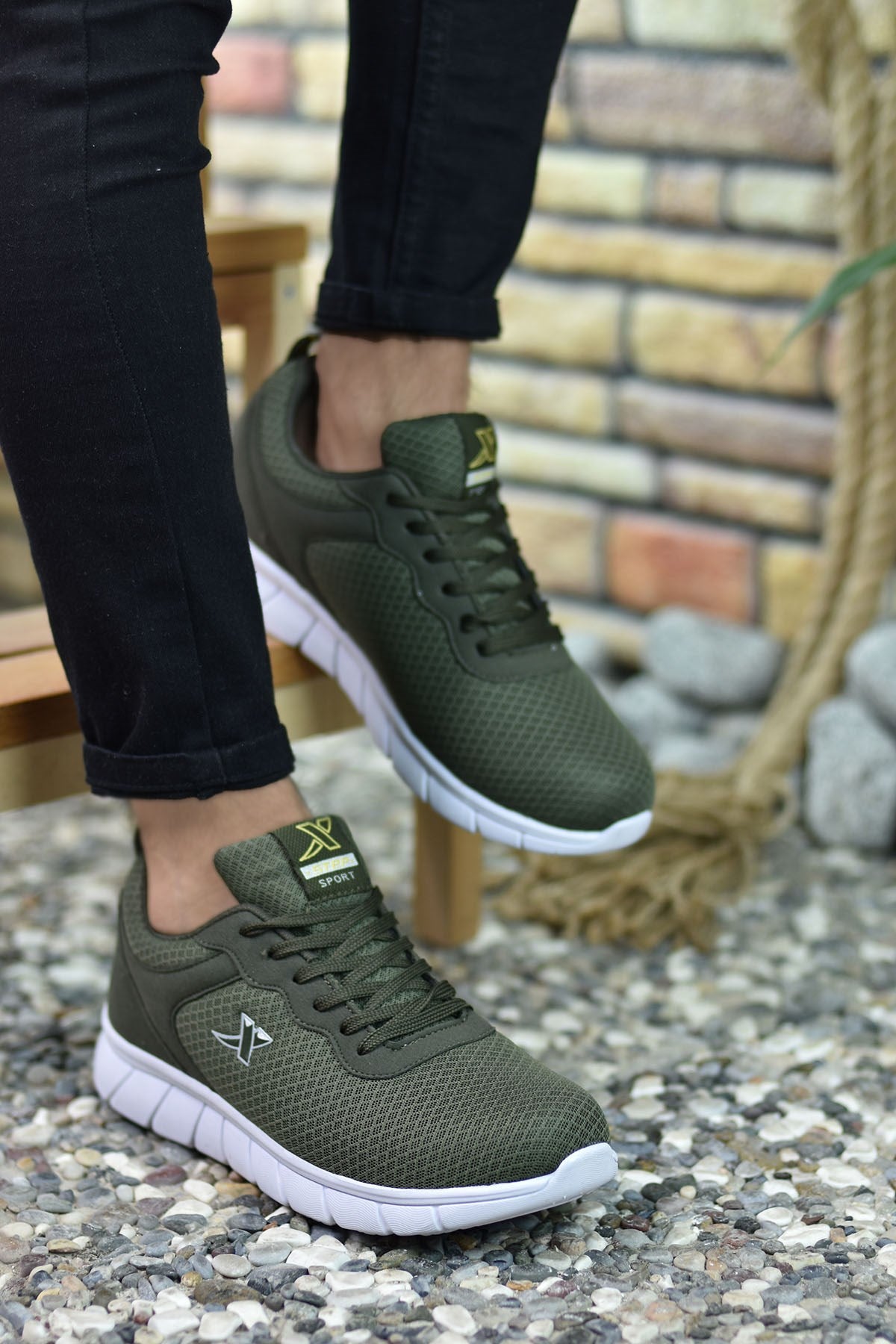 Riccon Unisex Ultra Hafif Sneaker 0012065 Haki Beyaz