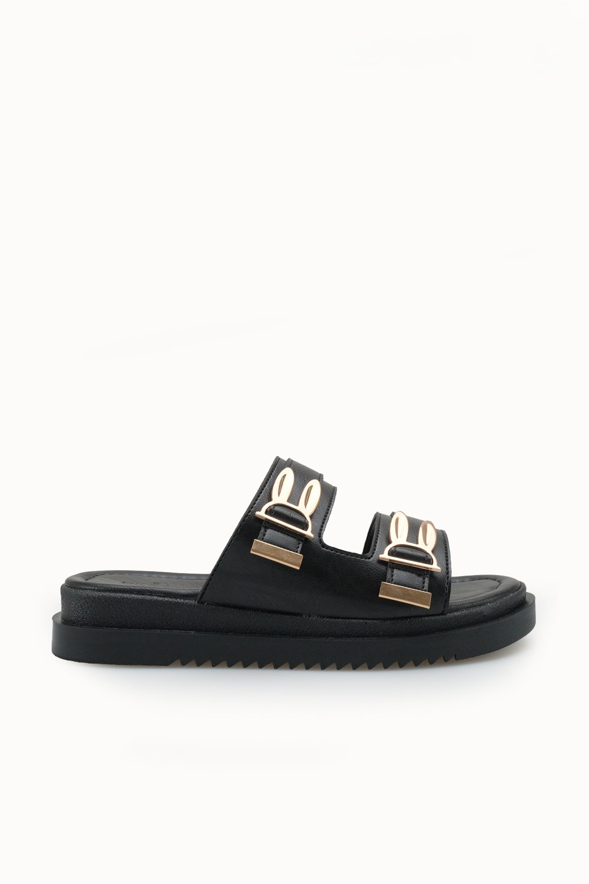 Riccon Kadın Çift Tokalı Terlik 00120415 Siyah